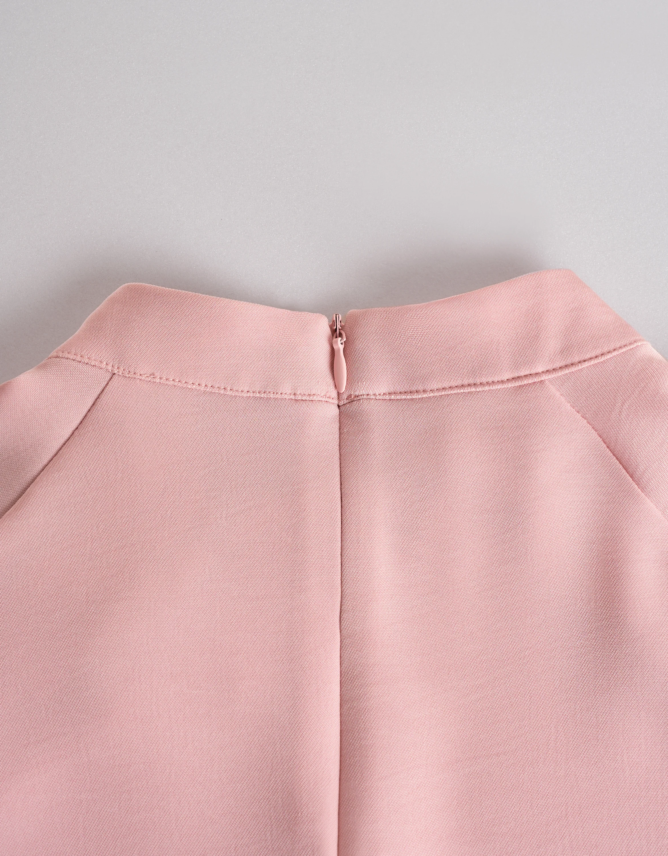 Bow Detail Mandarin Collar Short Sleeve Top - Image 6
