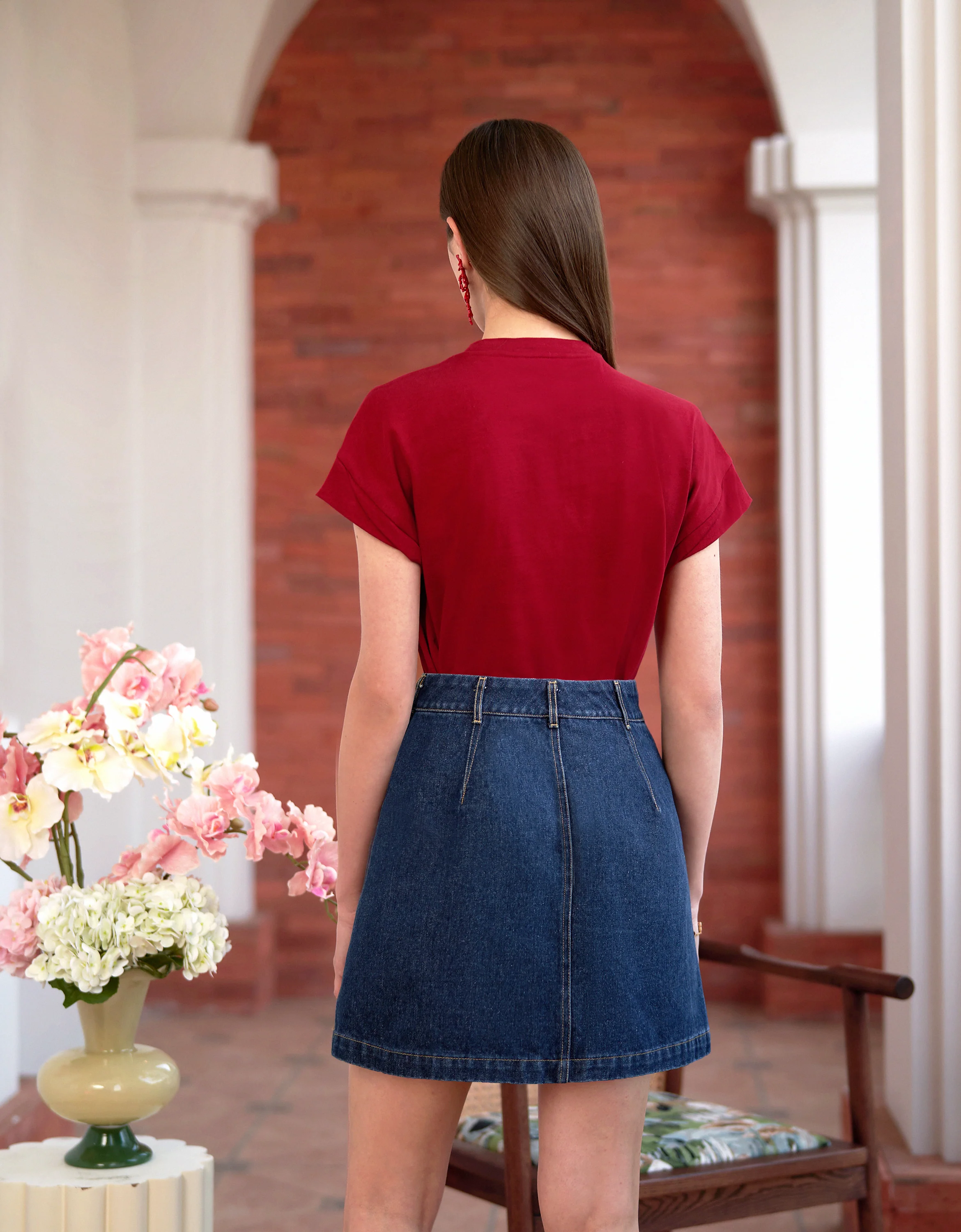 Braided Pocket Trims Denim Mini Skirt - Image 4