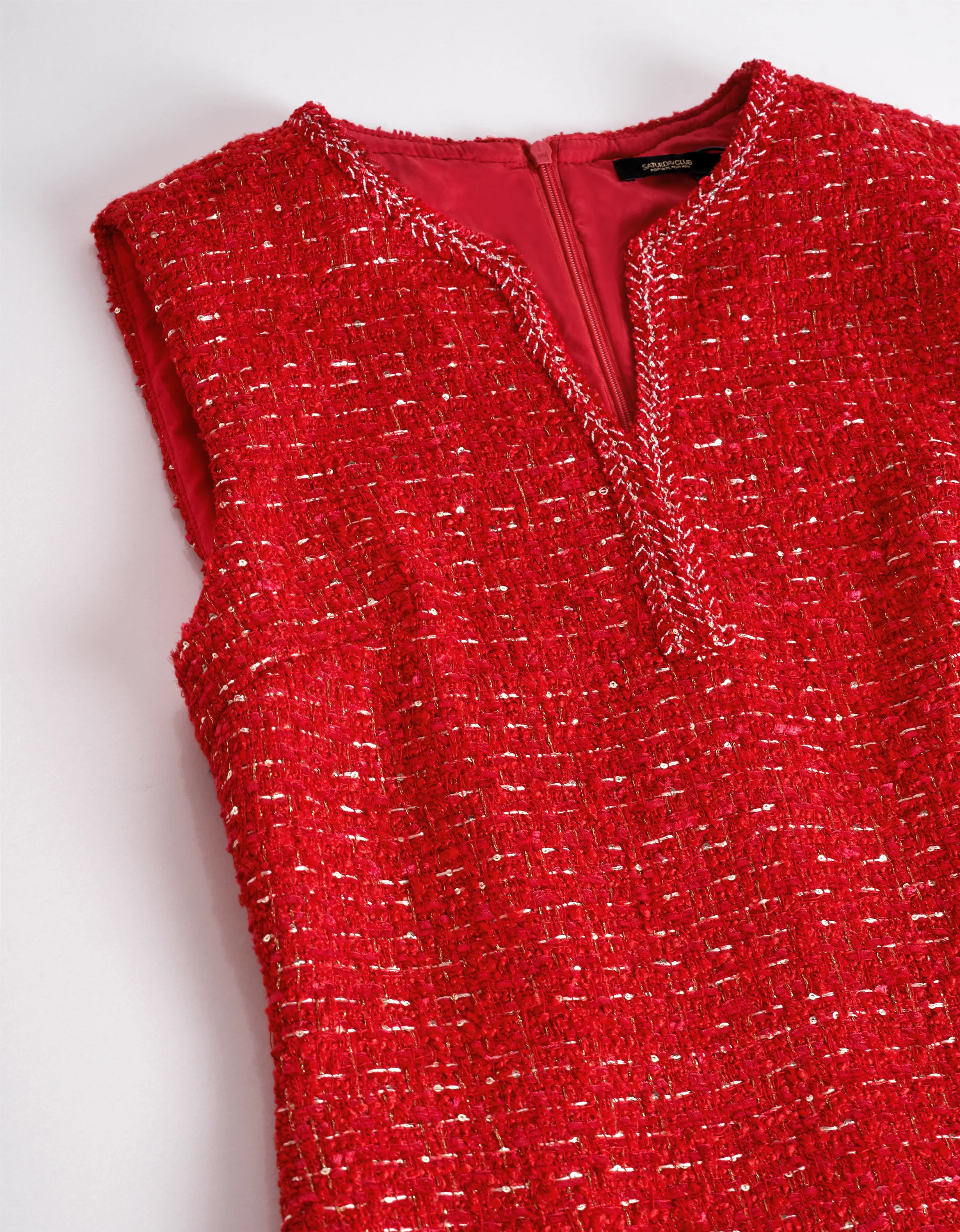 Braided Trims Sleeveless Tweed Dress - Image 4