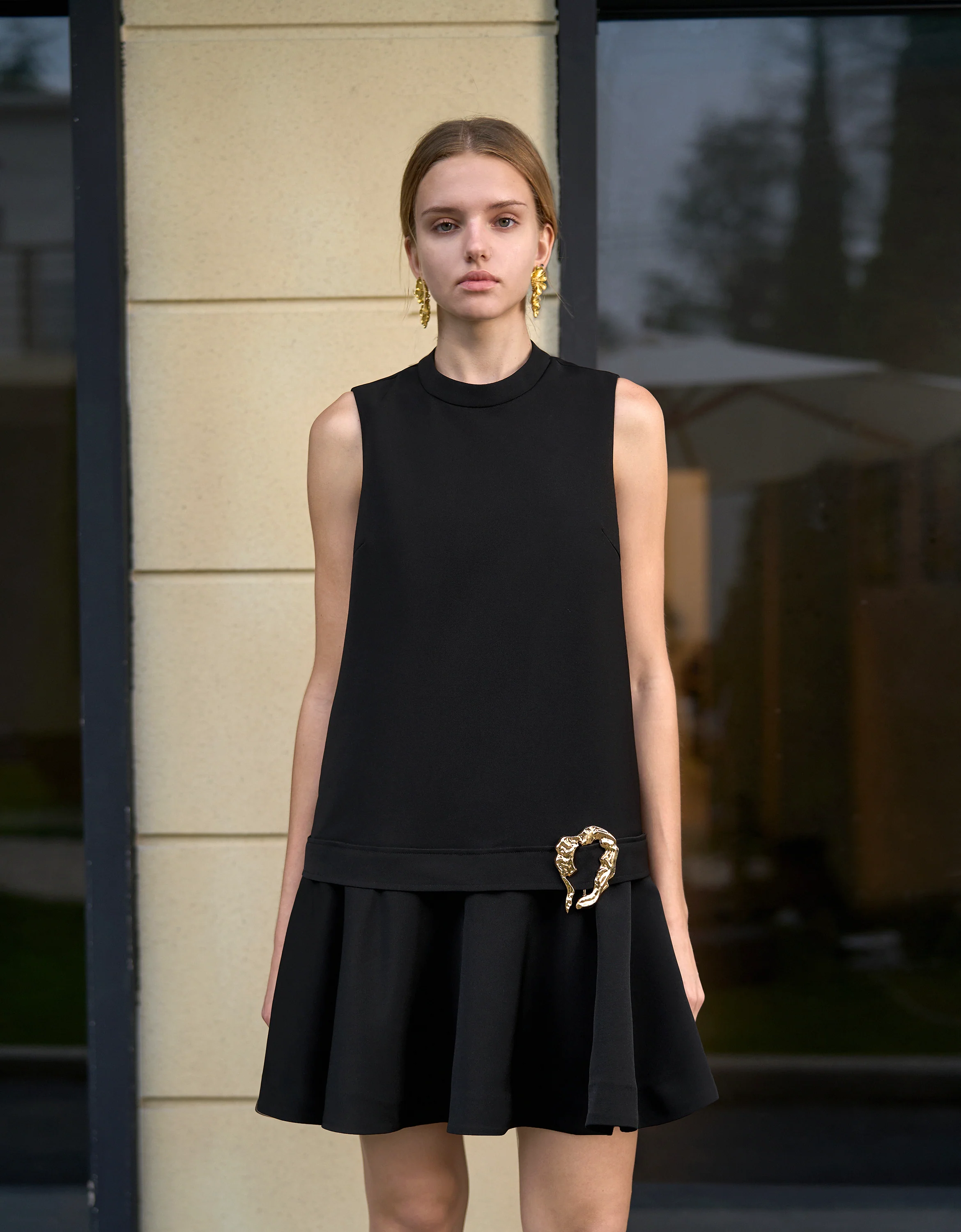 Buckle Detail Sleeveless A-line Dress - Image 3