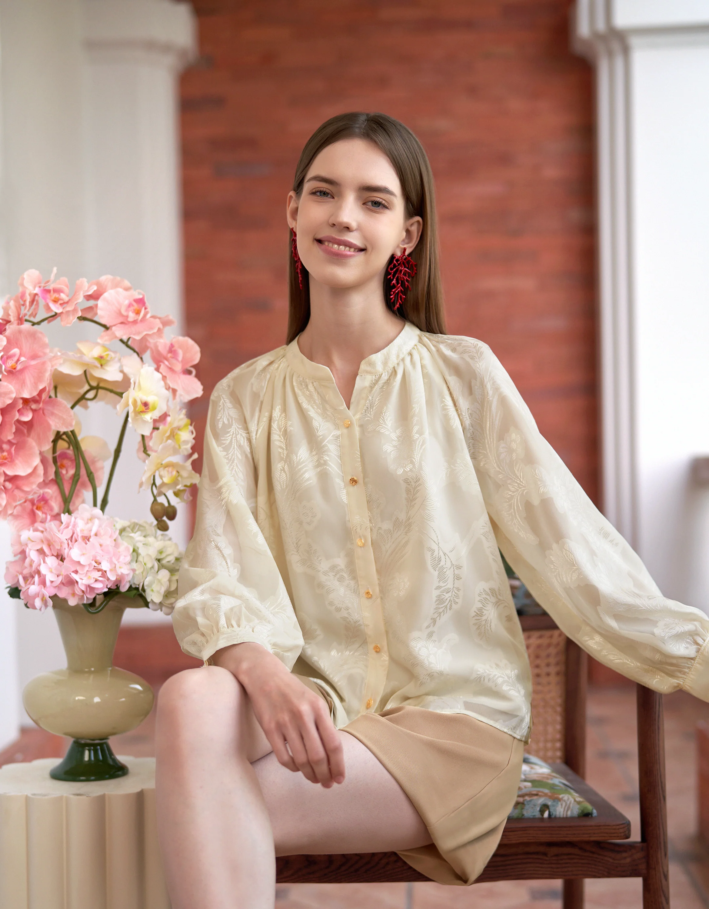 Burnout Openwork Fabric Long Sleeve Shirt - Image 2