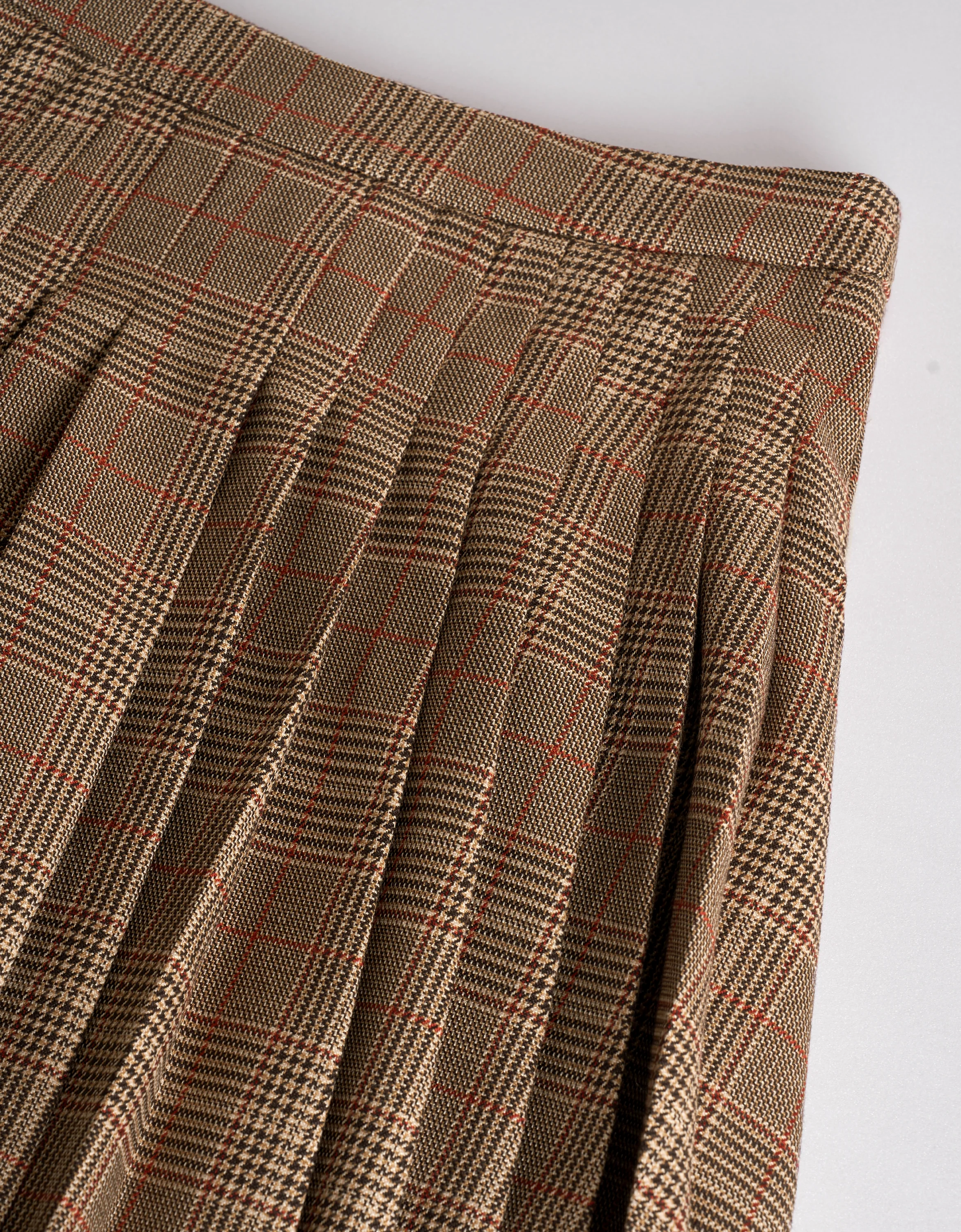 Button Front Checkered Pleated Skirt - Image 7