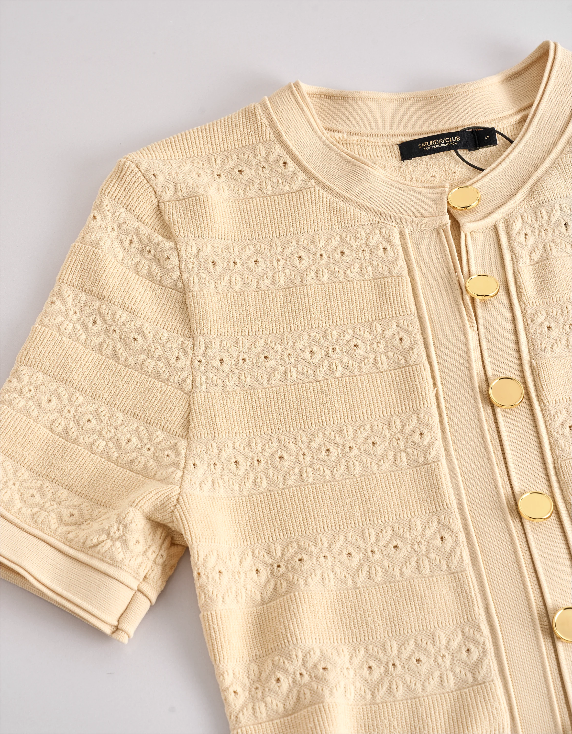 Button Front Knitted Short Sleeve Dress - Image 5