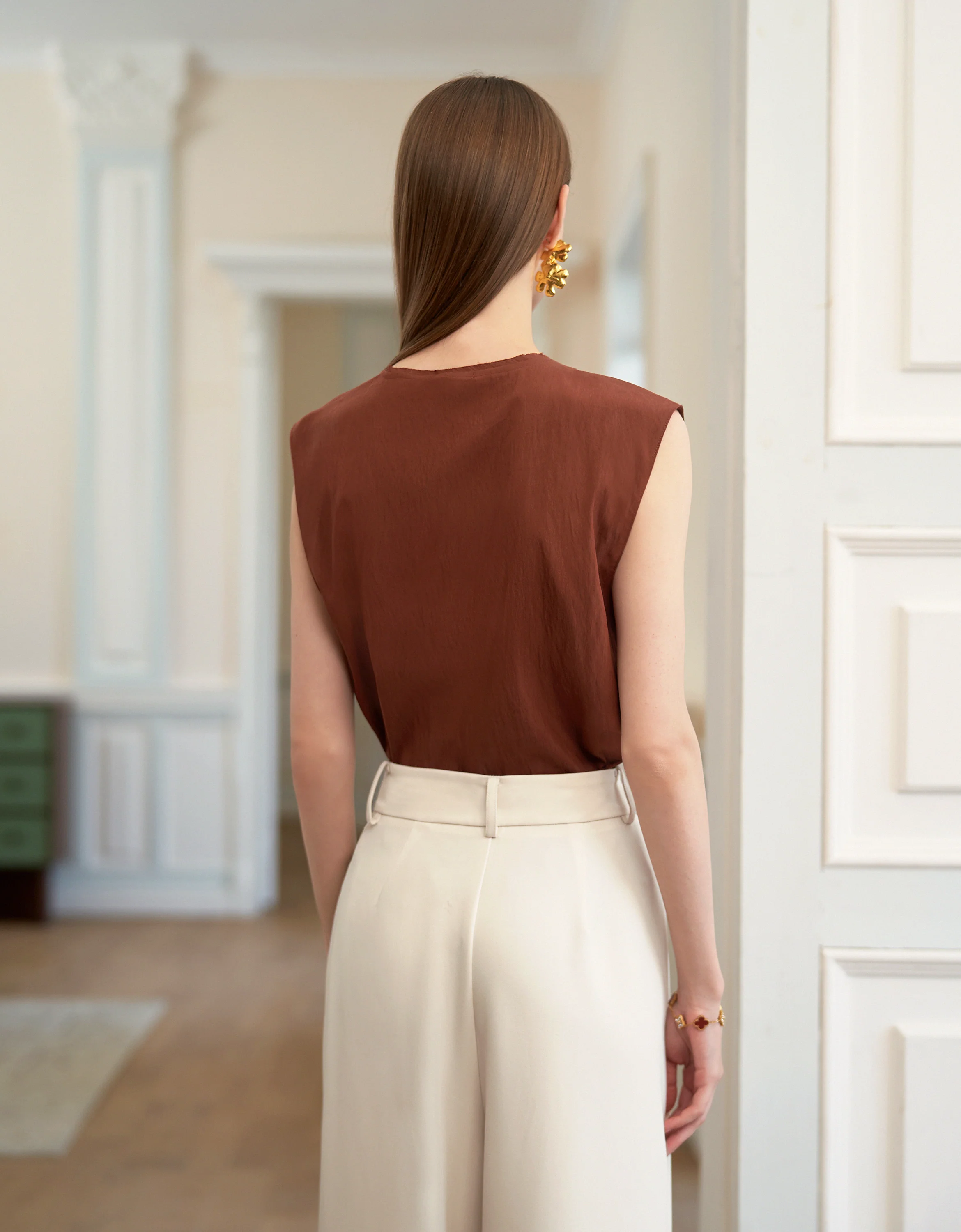 Button Front Pleated Asymmetric Top - Image 4