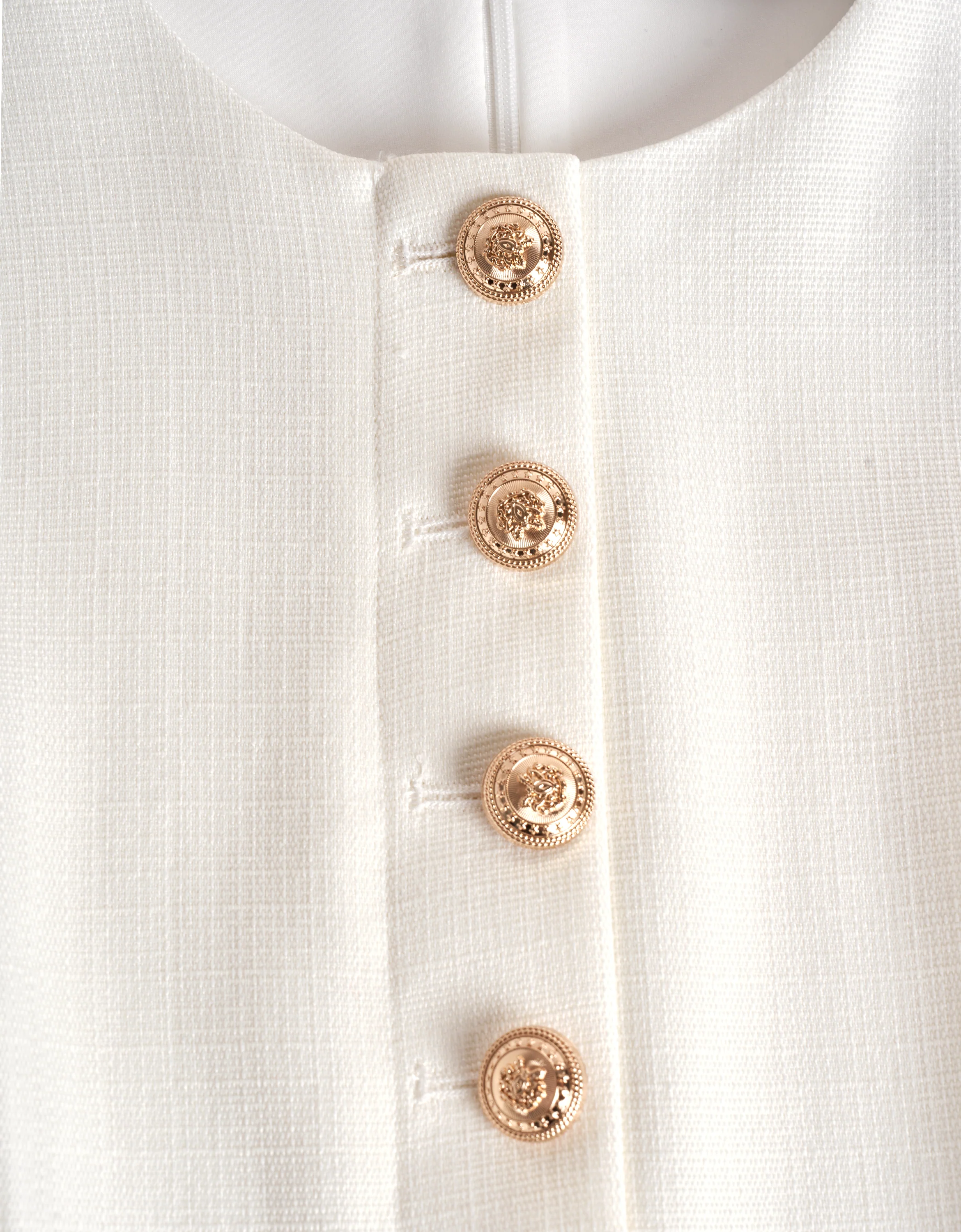 Button Front Round Neck A-line Dress - Image 6