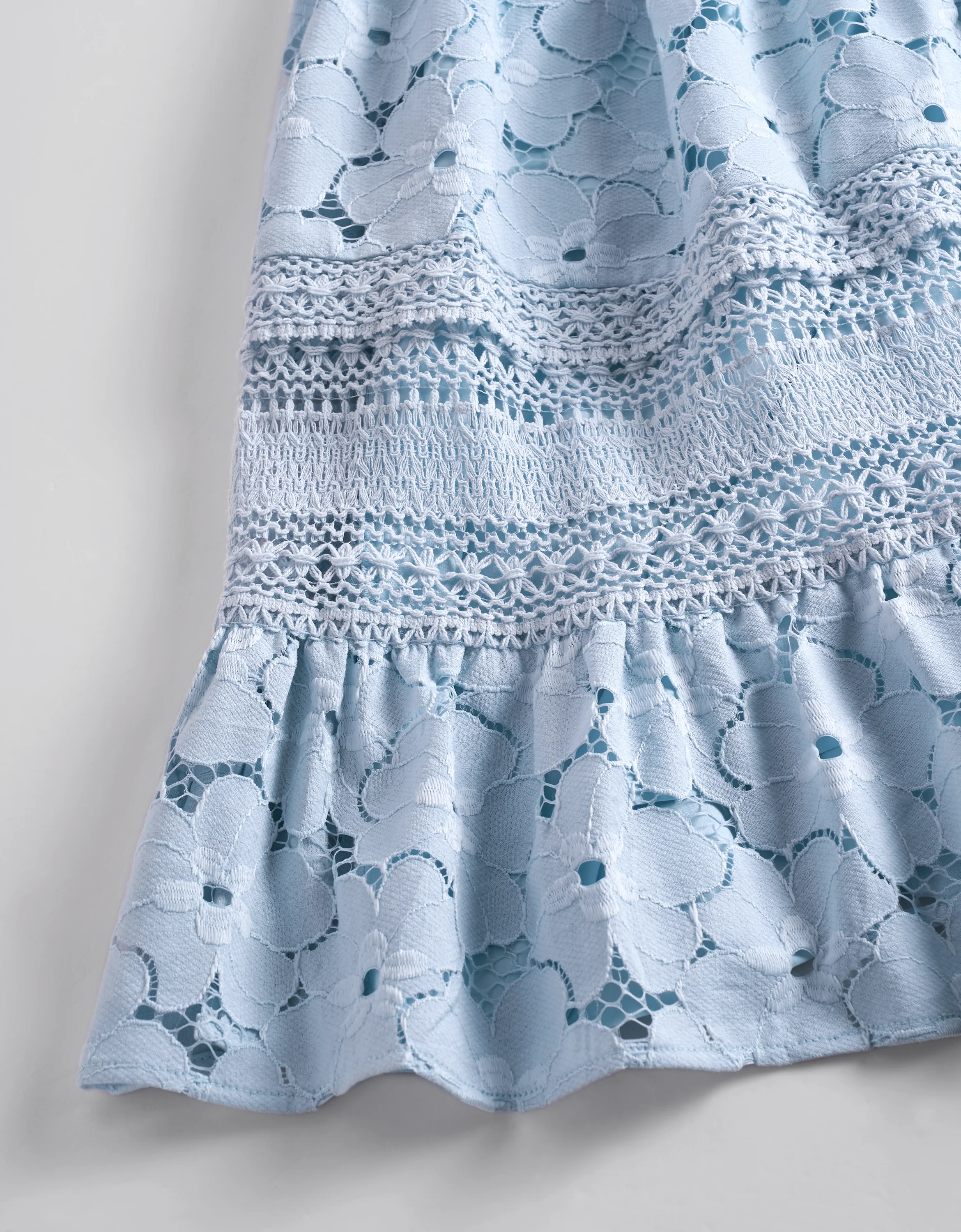 Button Front Ruffled Skirt Lace Dress - Image 9