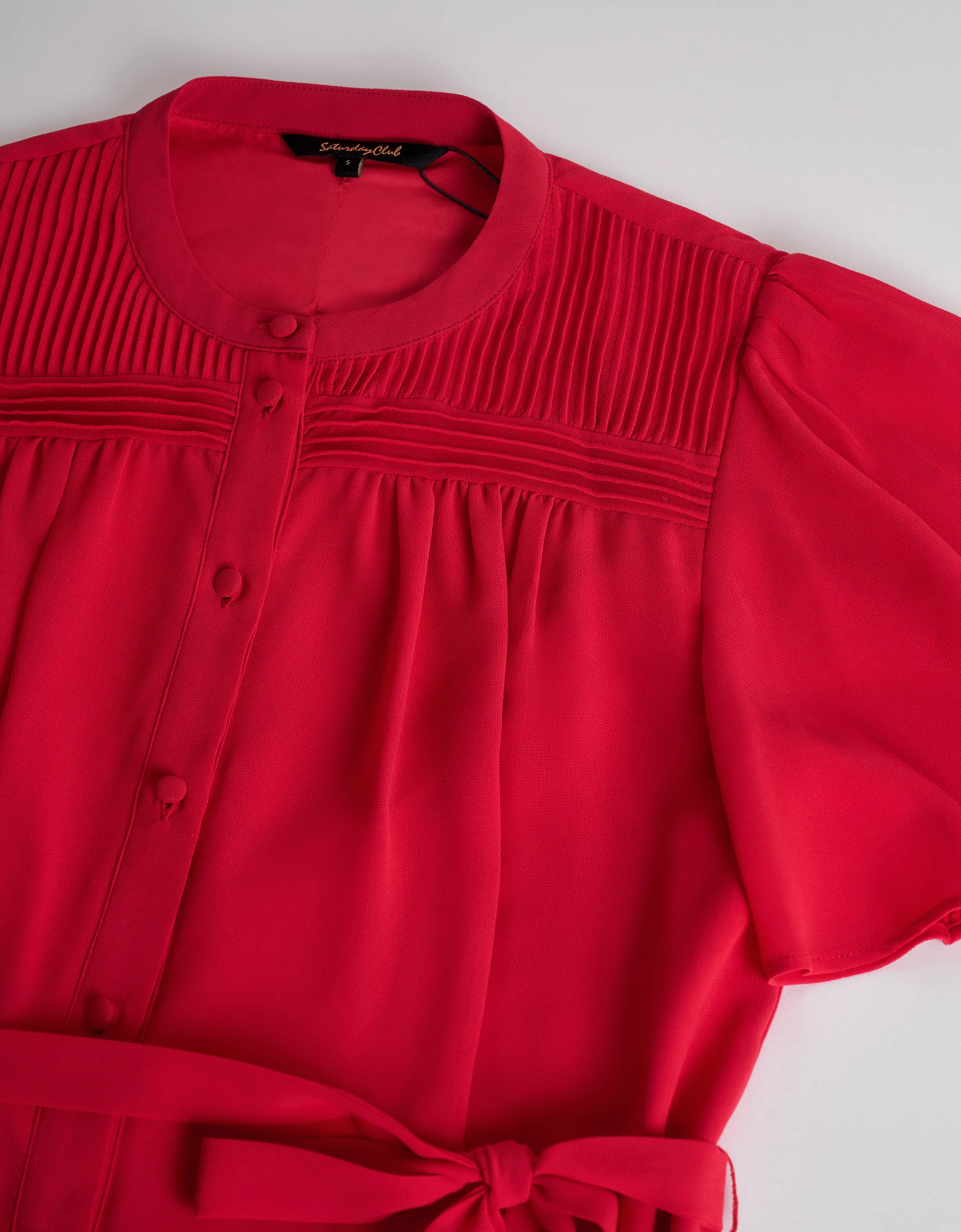 Button Front Ruffled Sleeves Round Neck Dress - Image 8
