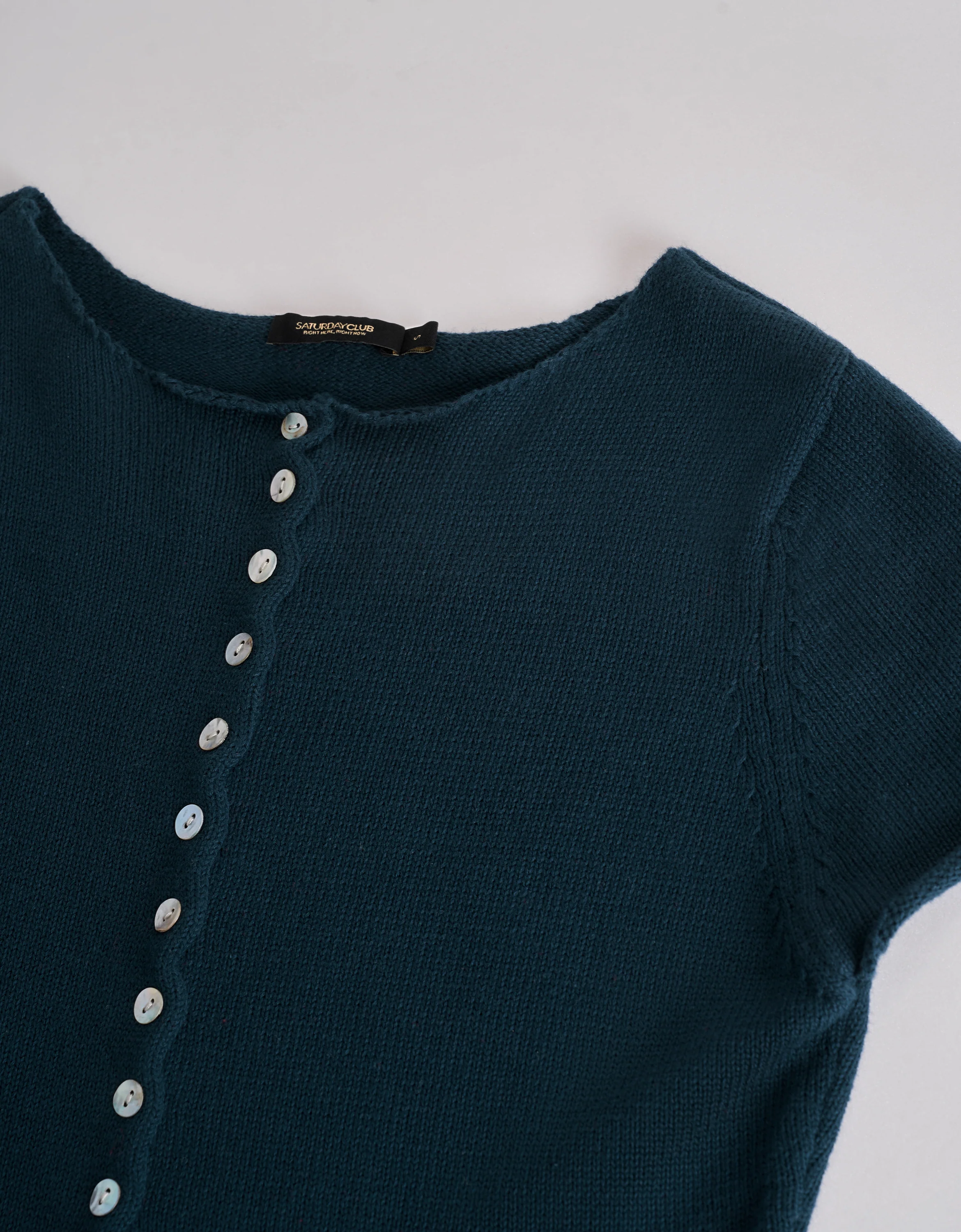 Button Front Short Sleeve Knit Top - Image 6