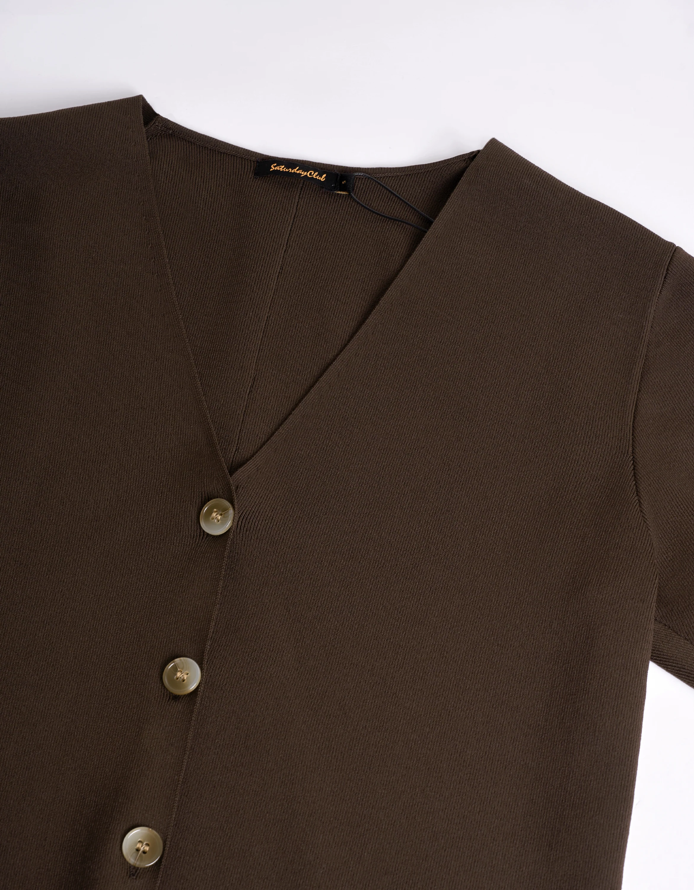 Button Front Short Sleeve Knit Top - Image 9