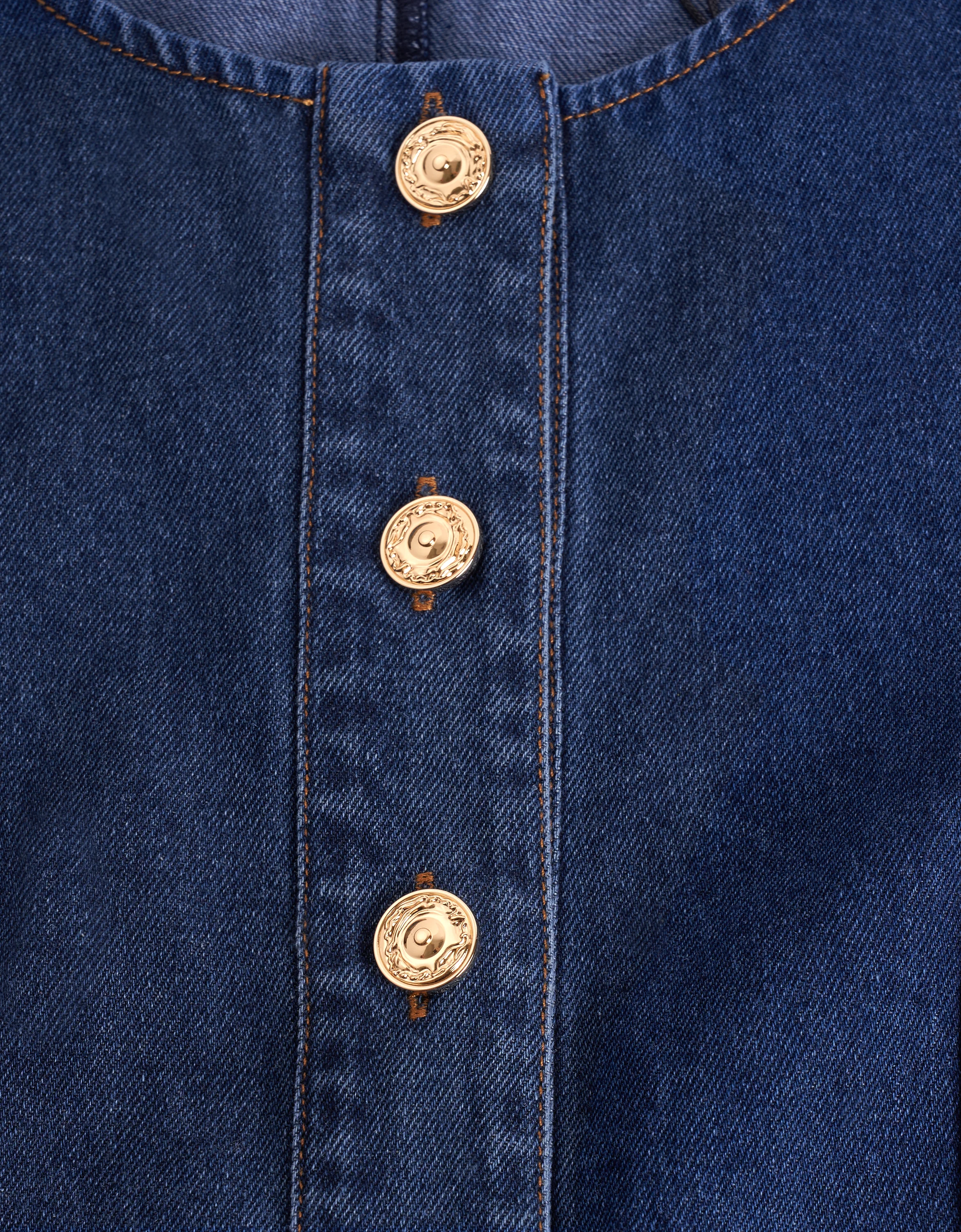 Button Front Sleeveless Denim Dress - Image 7