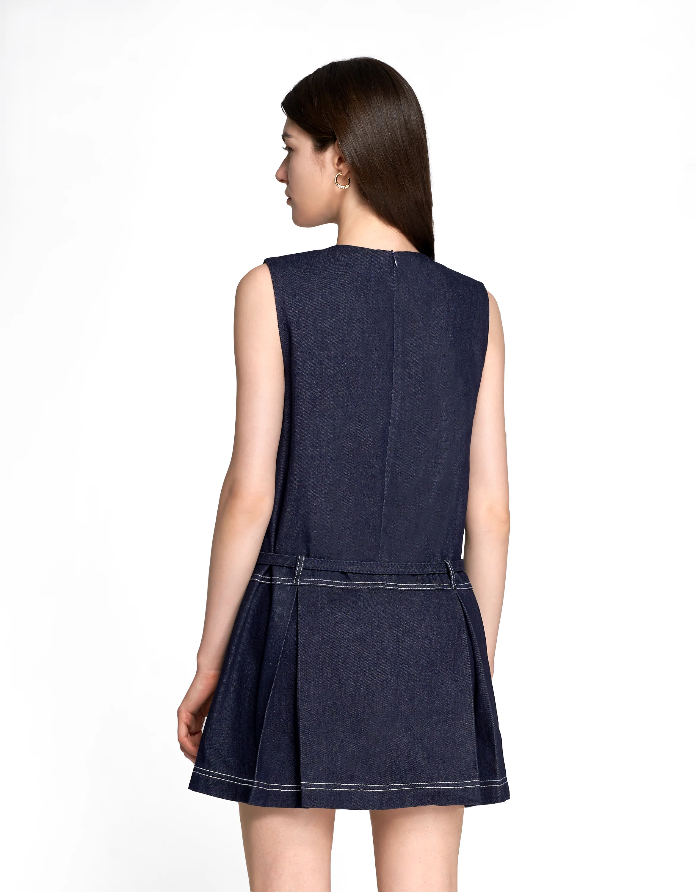 Button Front Sleeveless Denim Dress - Image 5