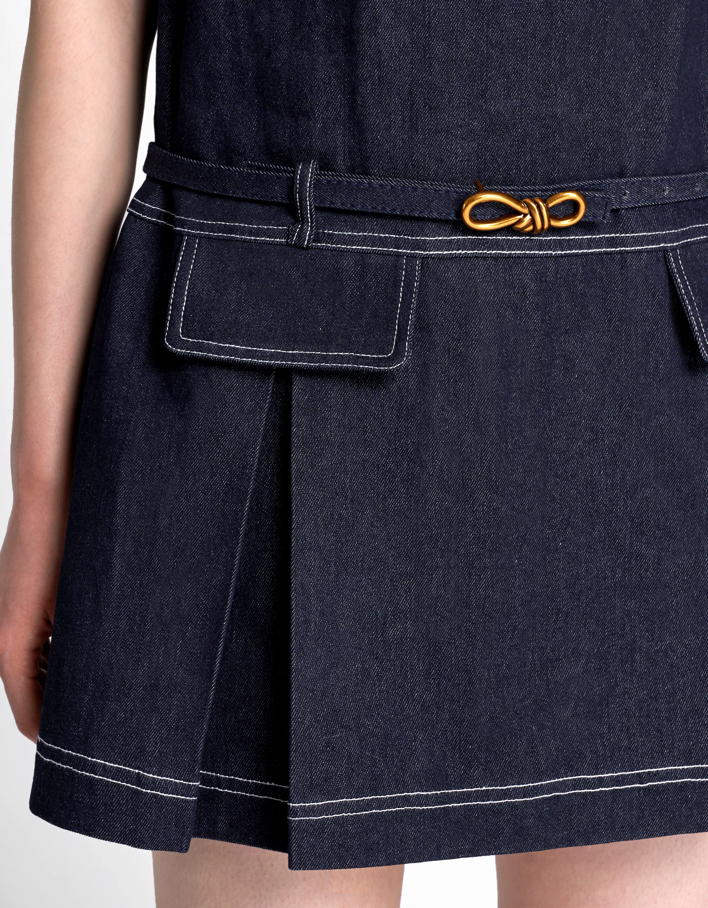 Button Front Sleeveless Denim Dress - Image 6