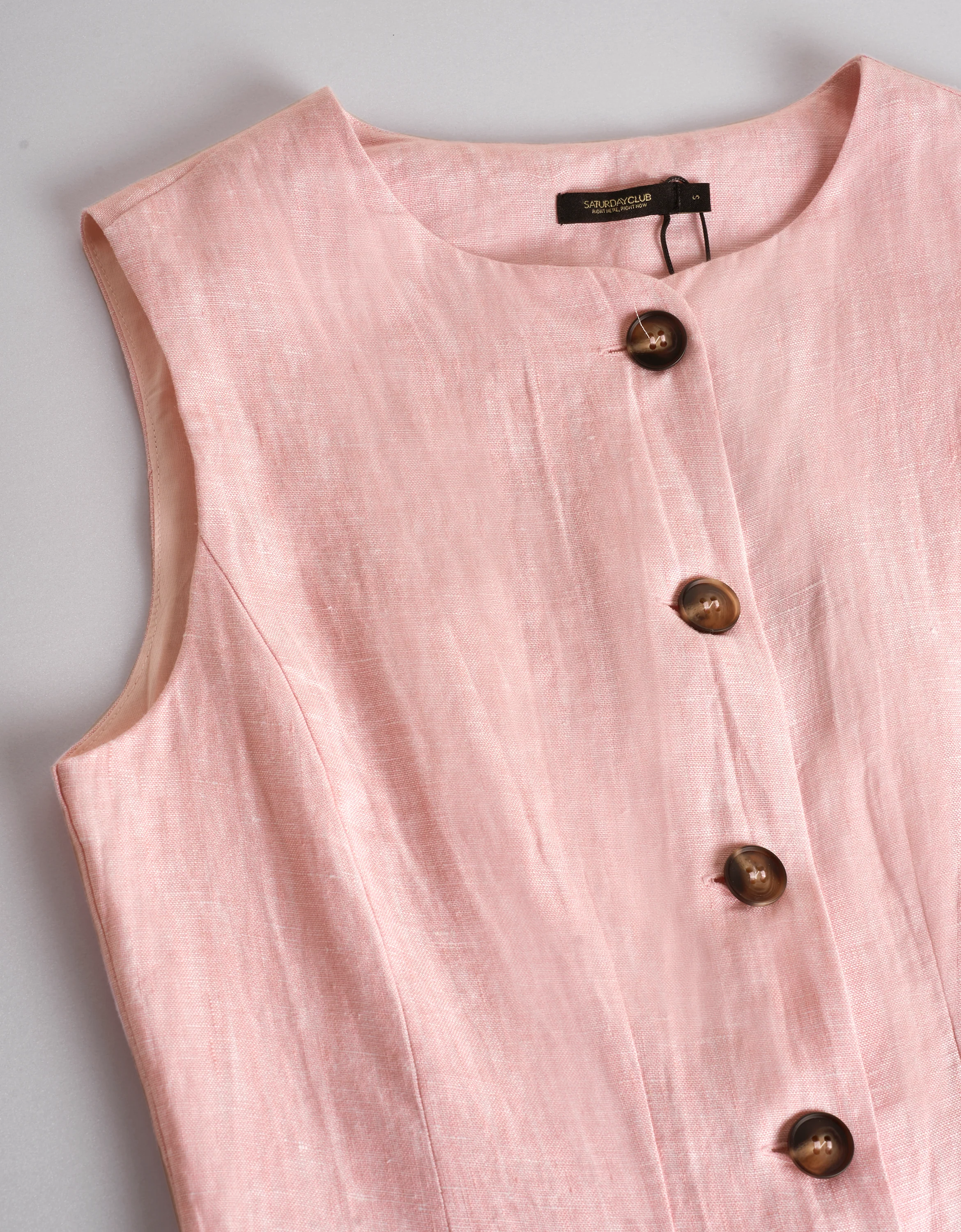 Button Front Sleeveless Linen Vest - Image 5