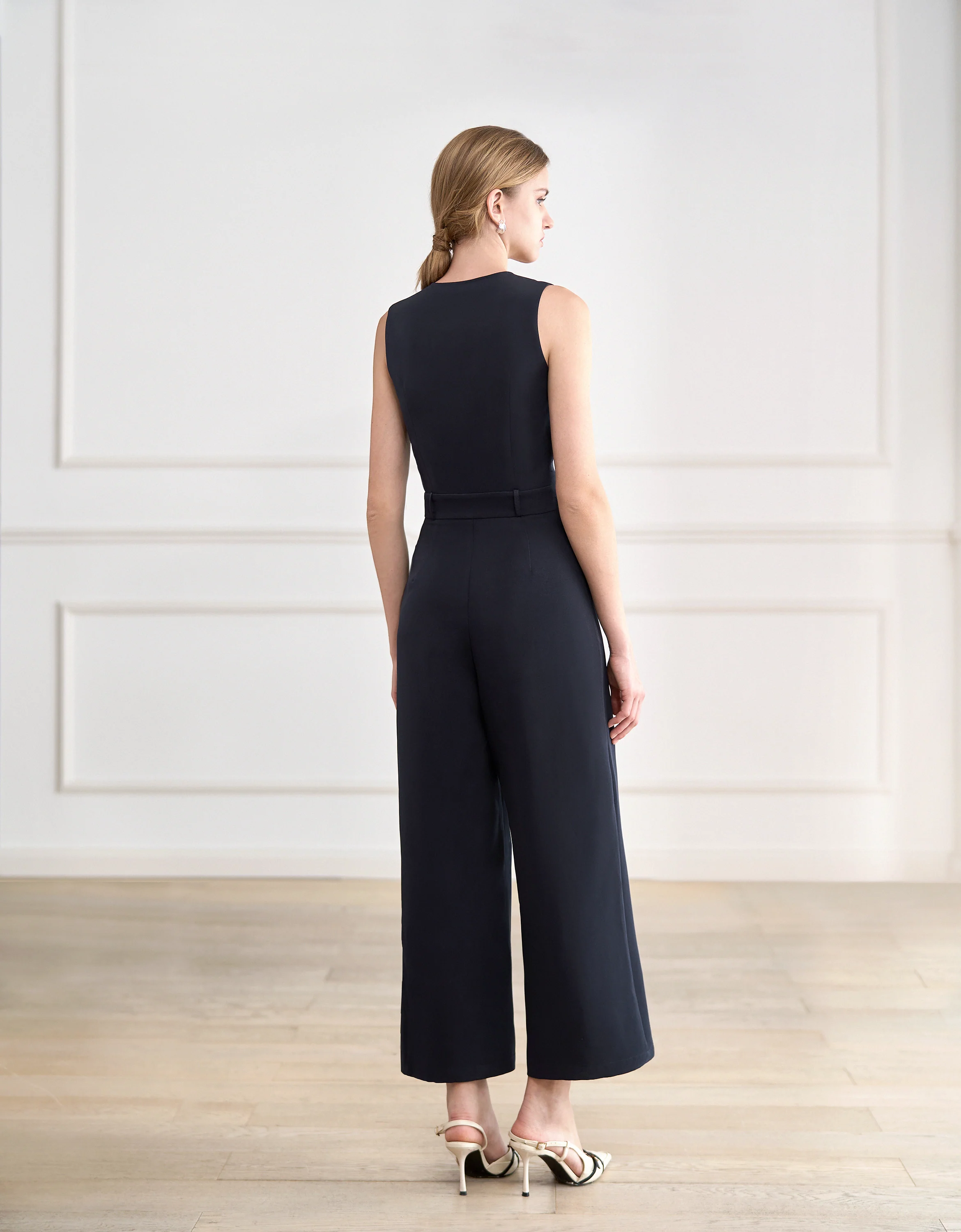 Button Front V-neck Jumpsuit - Image 4