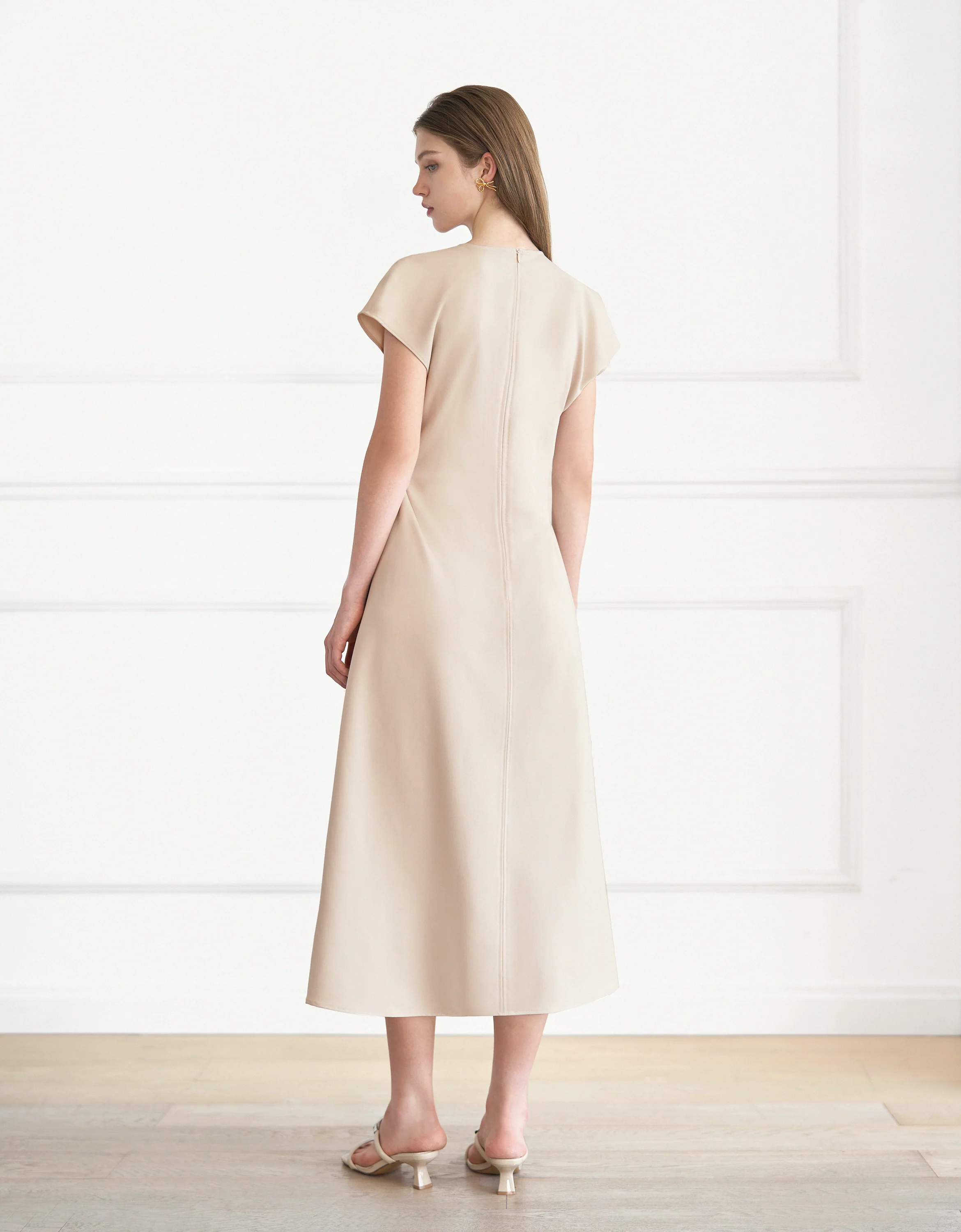 Button Front V-neck Midi Dress - Image 4