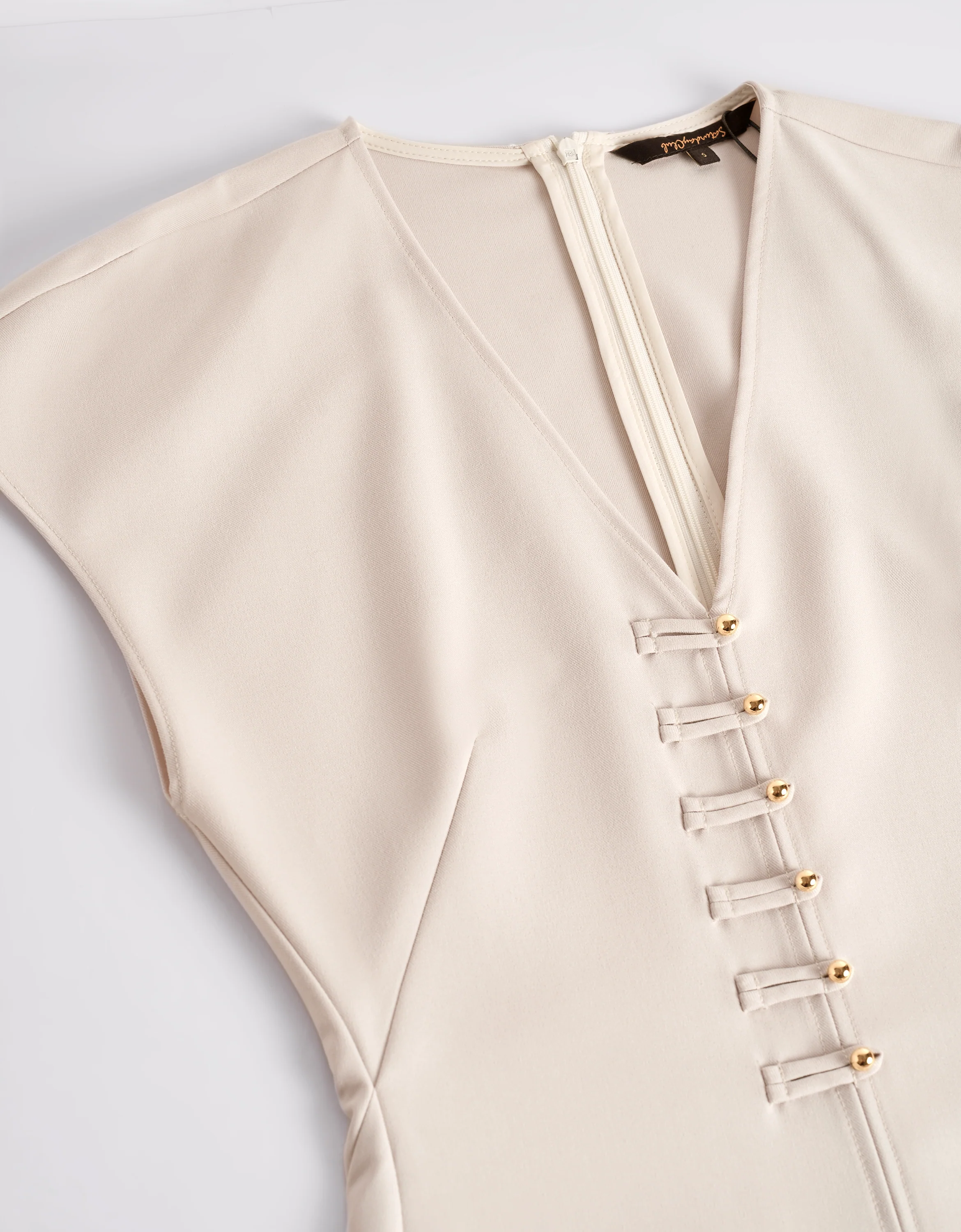 Button Front V-neck Midi Dress - Image 5