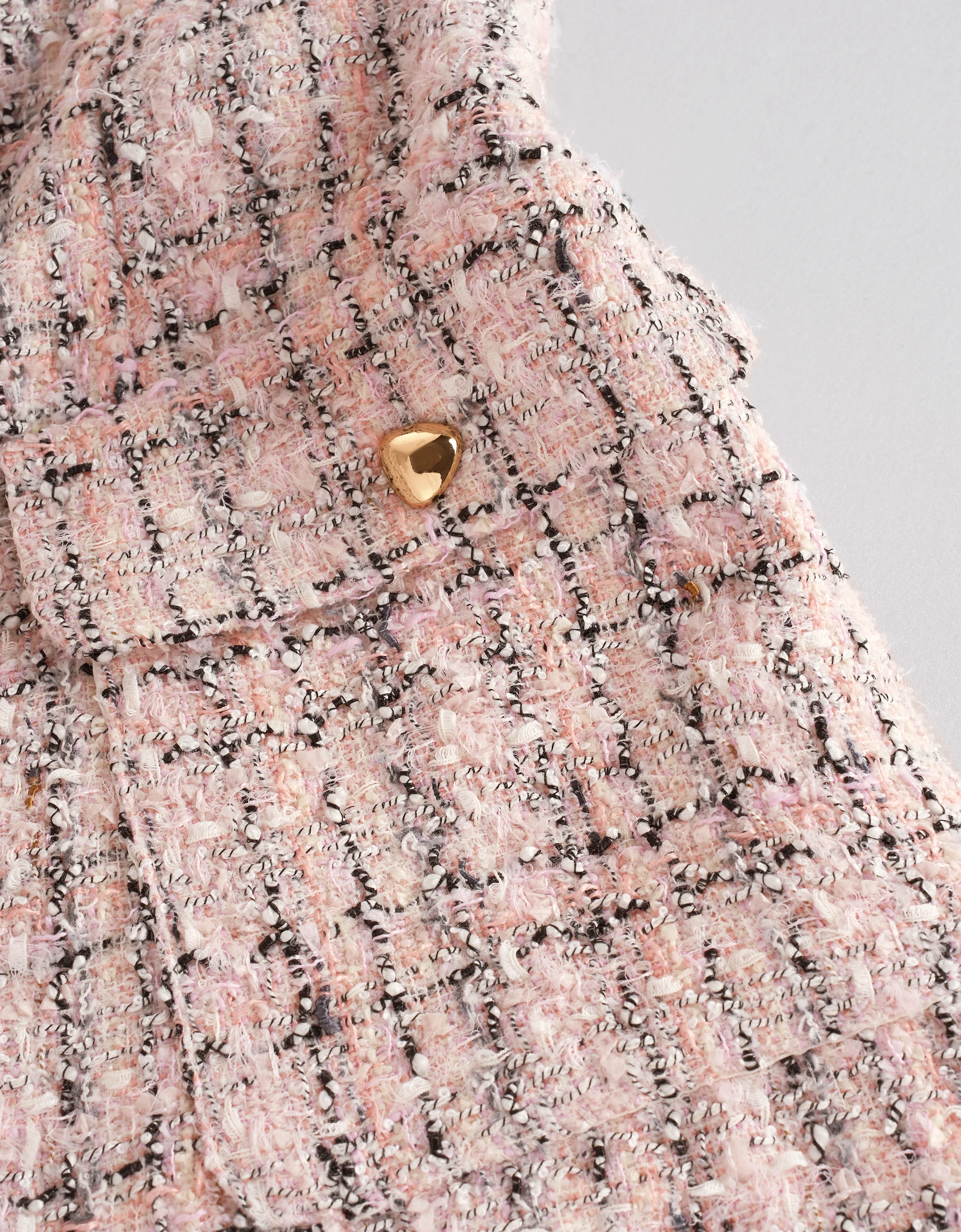 Button Front V-neck Sleeveless Tweed Dress - Image 5