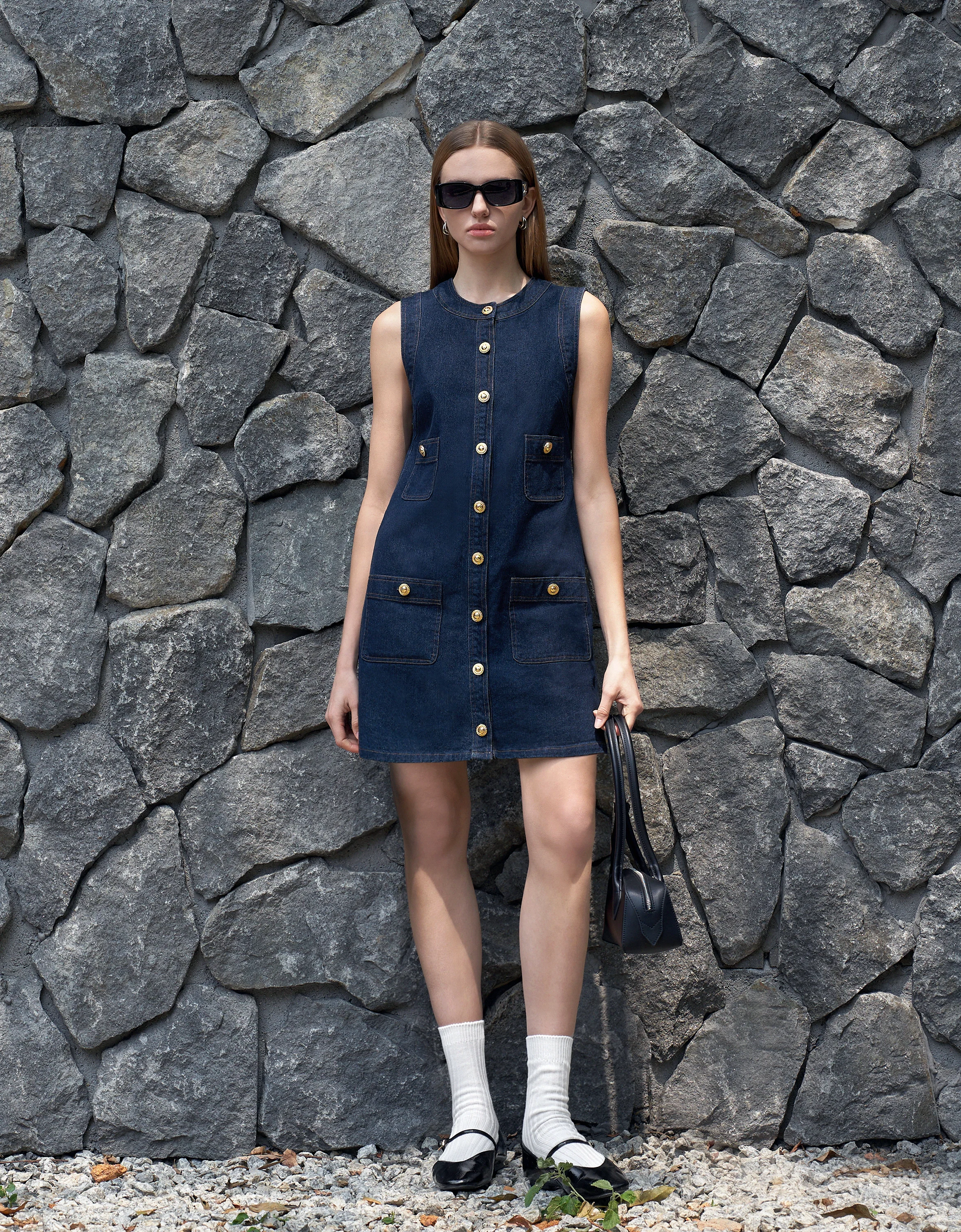 Button Up Patch Pocket Denim Dress - Image 3