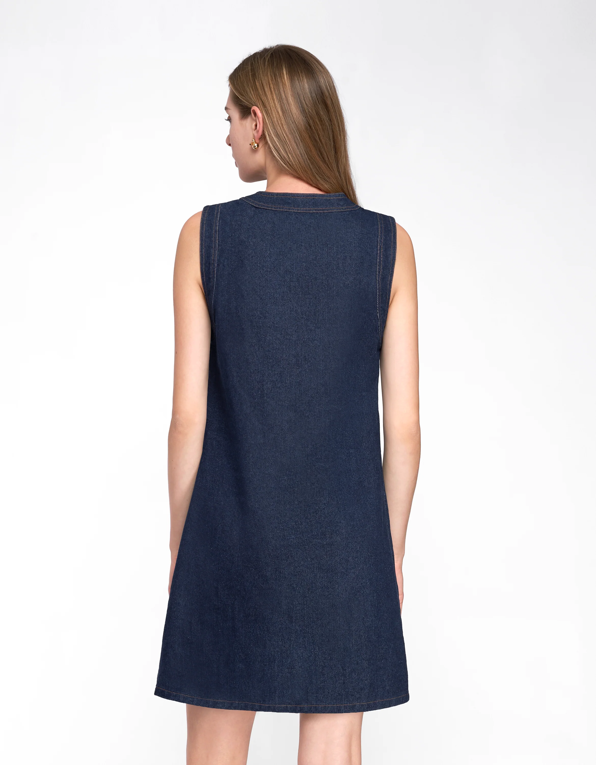 Button Up Patch Pocket Denim Dress - Image 8