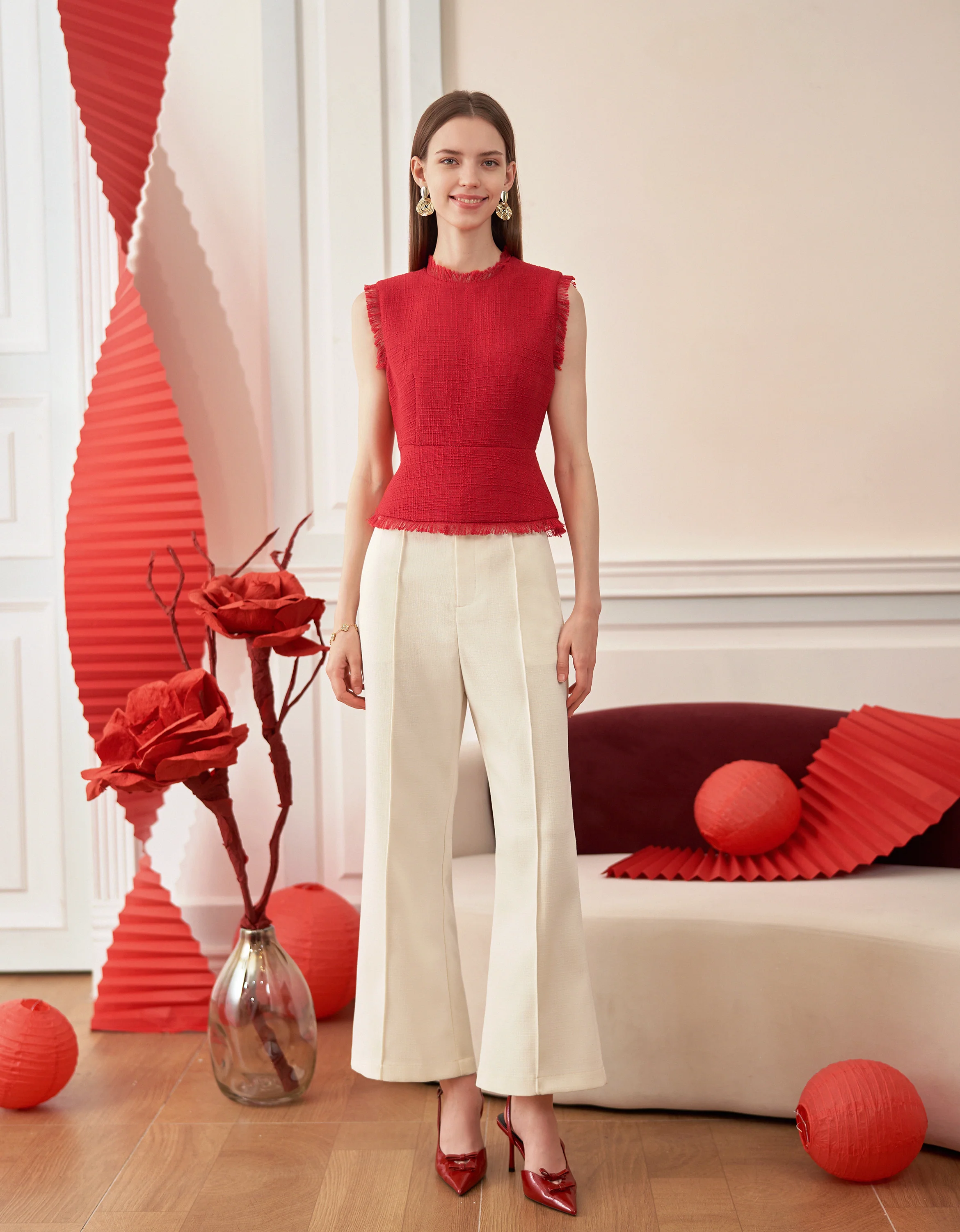 Center Seam Wide Leg Trousers - Image 3