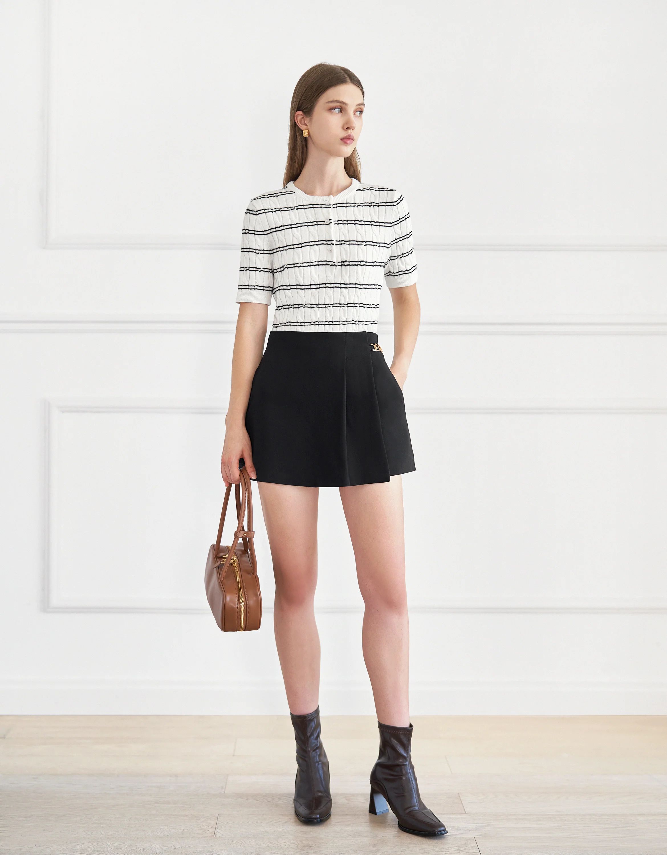Chain Buckle Pleated Skort - Image 4