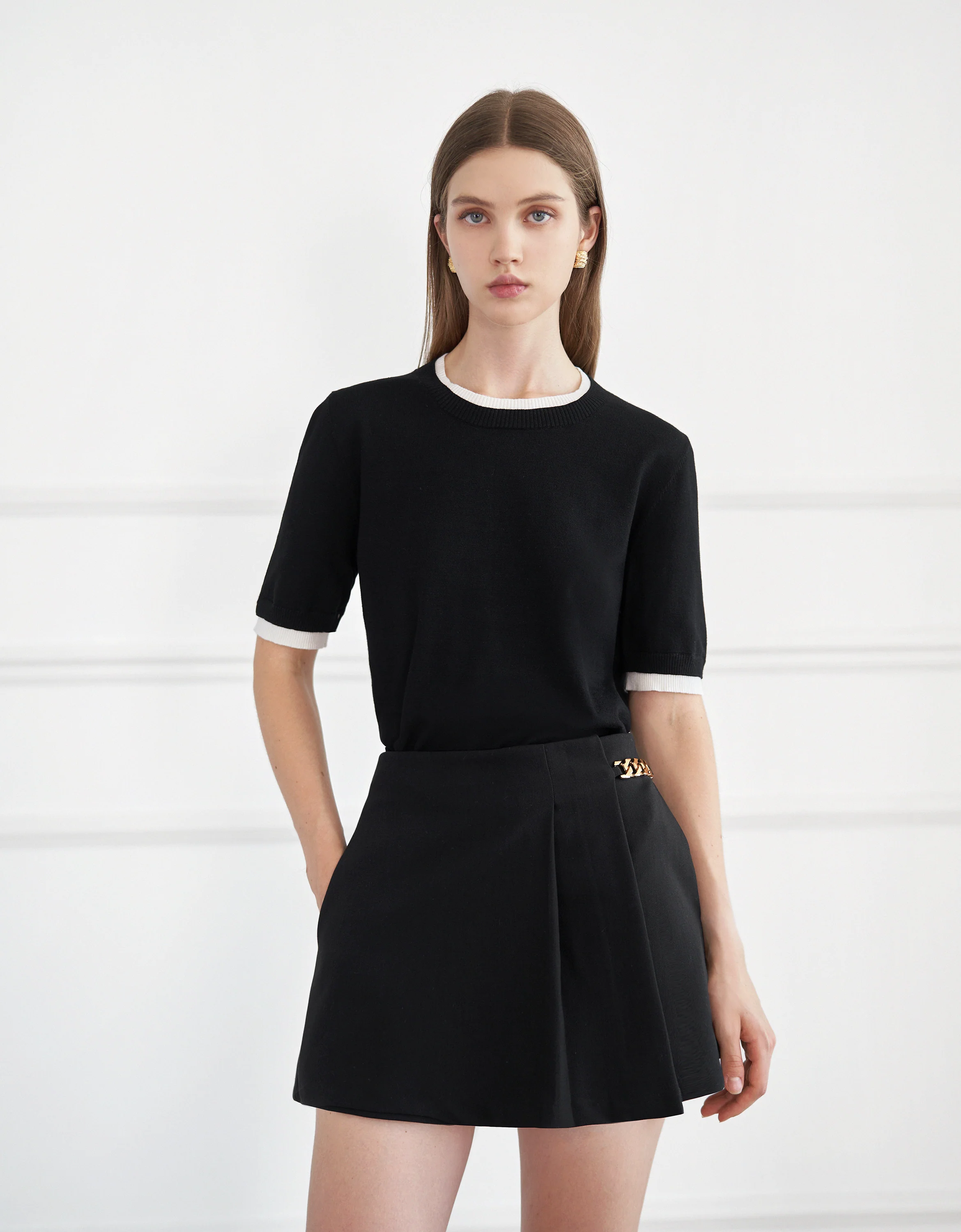 Chain Buckle Pleated Skort - Image 6