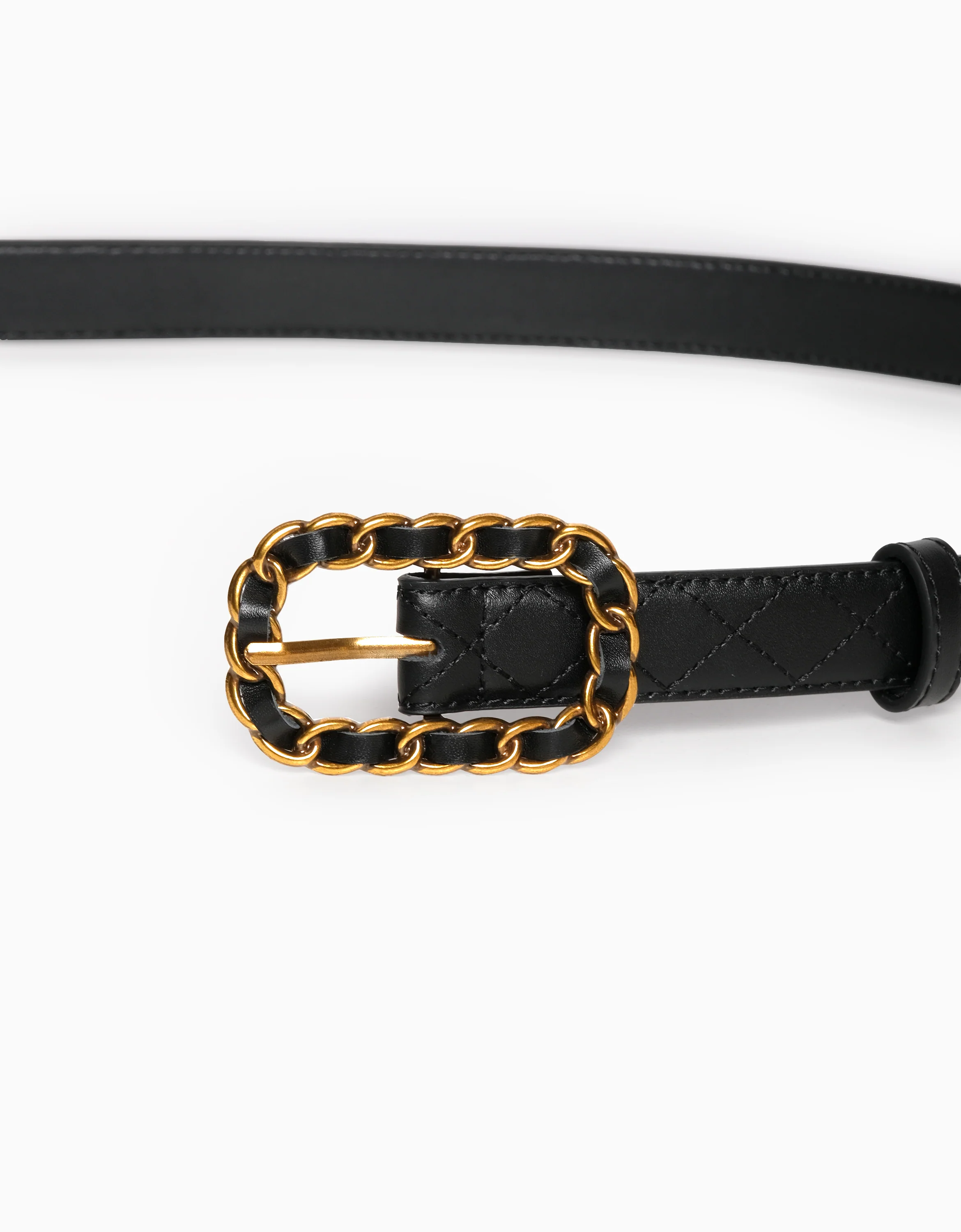 Chain-inspired Buckle Leather Belt - Image 3