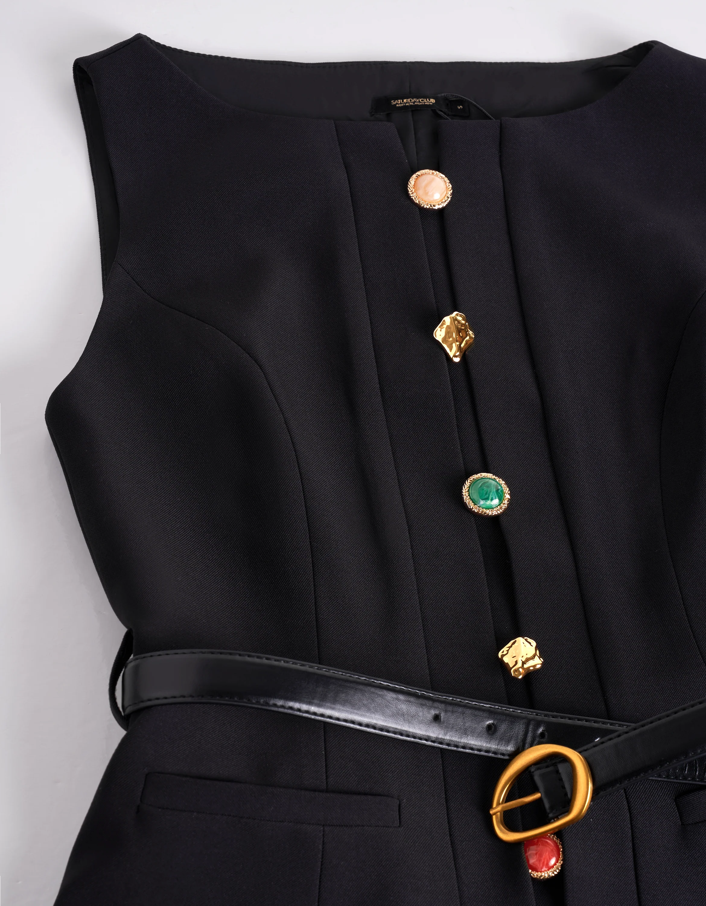 Colorblock Button Front Sleeveless Dress - Image 4