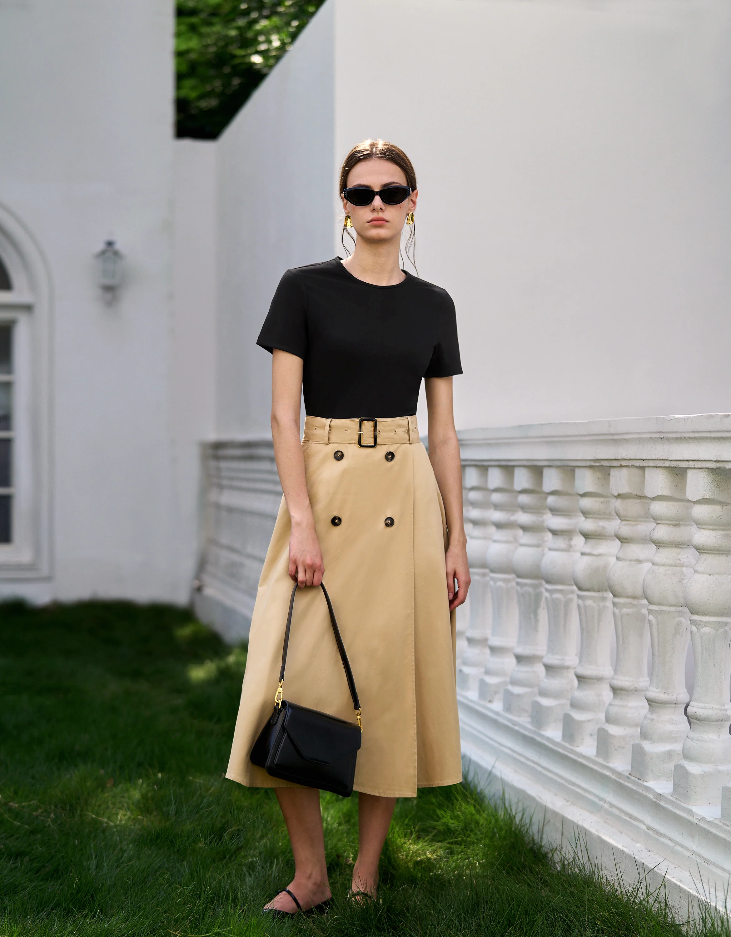 Colorblock Double-breasted Short Sleeve Dress - Image 2
