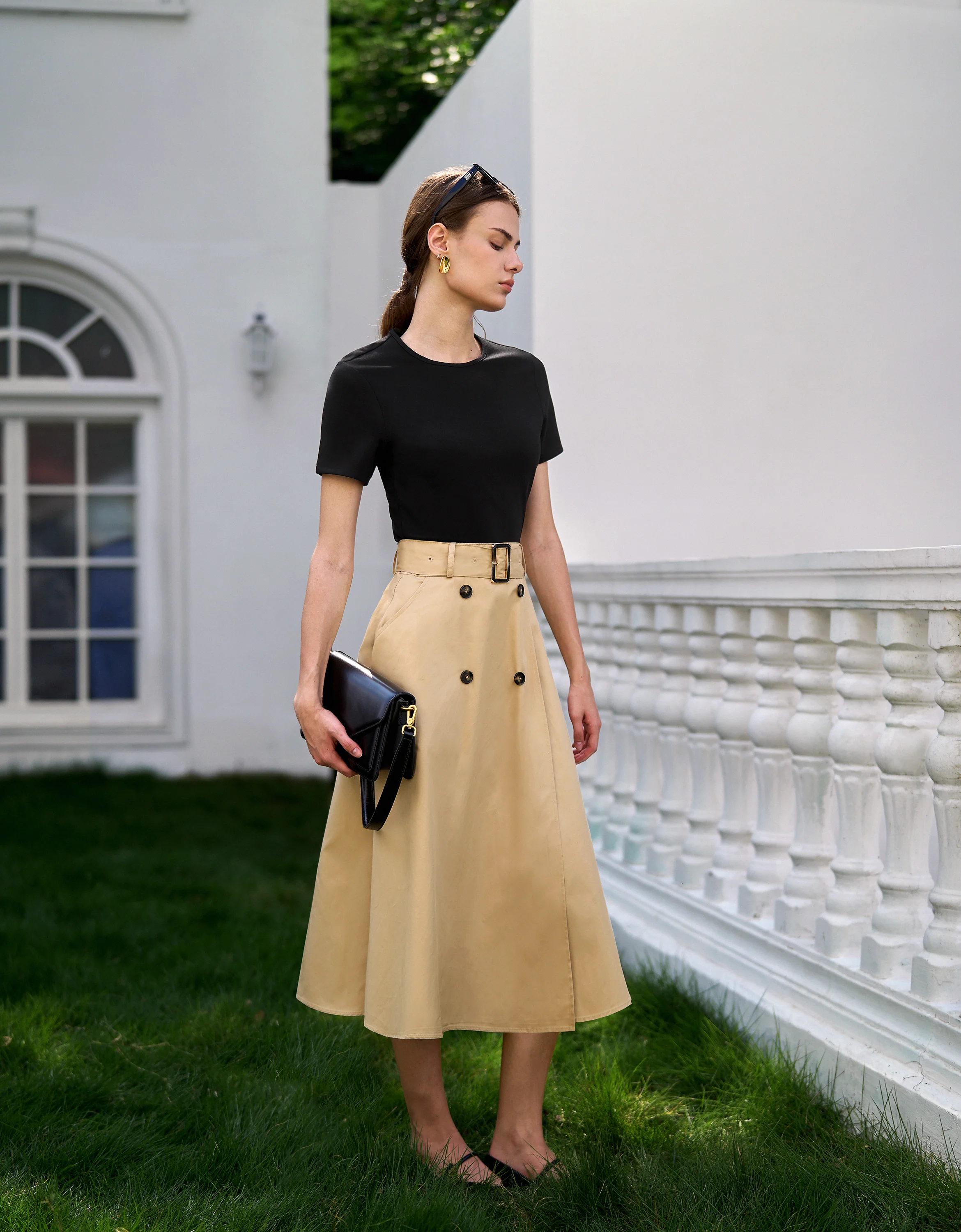 Colorblock Double-breasted Short Sleeve Dress - Image 3