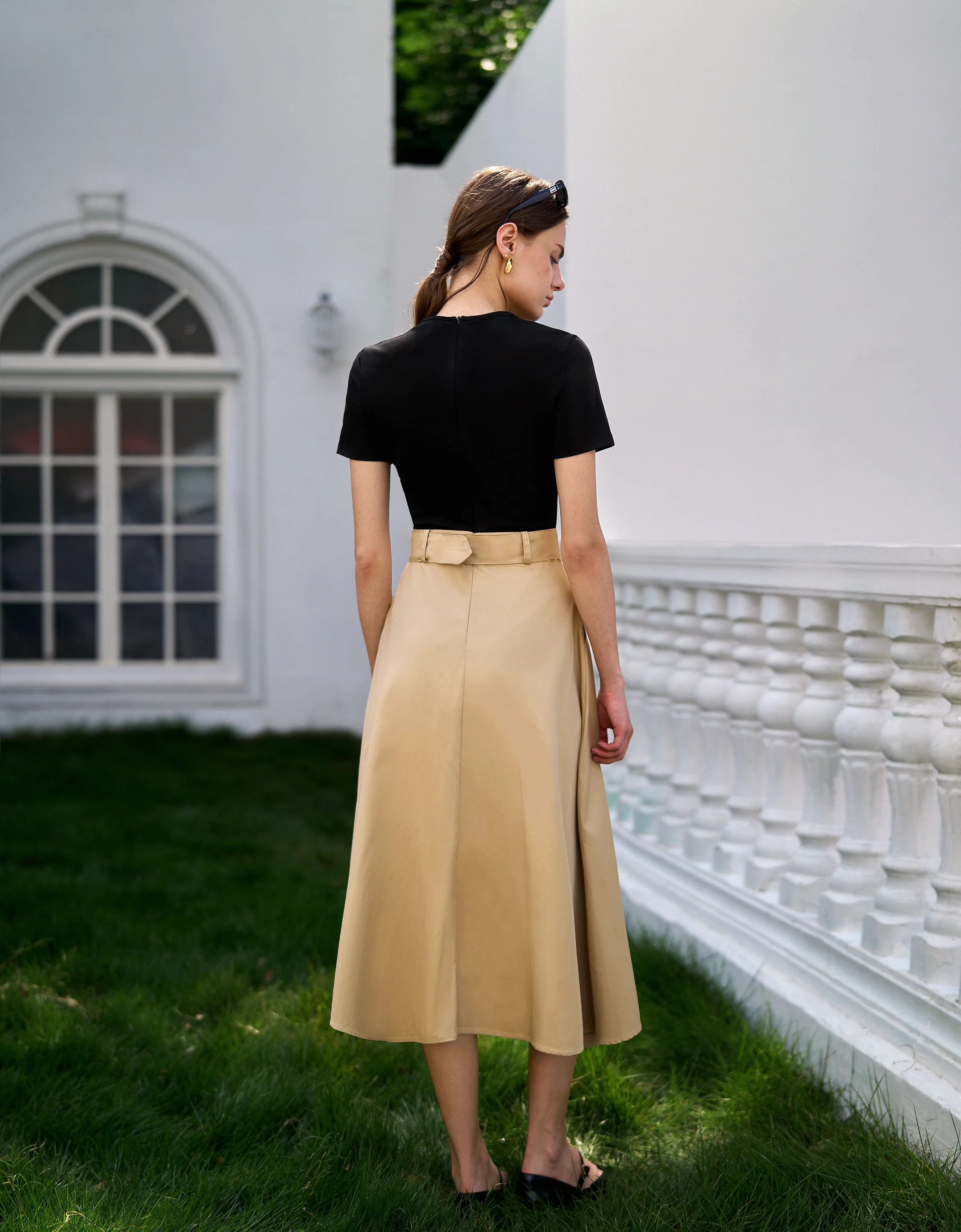 Colorblock Double-breasted Short Sleeve Dress - Image 4
