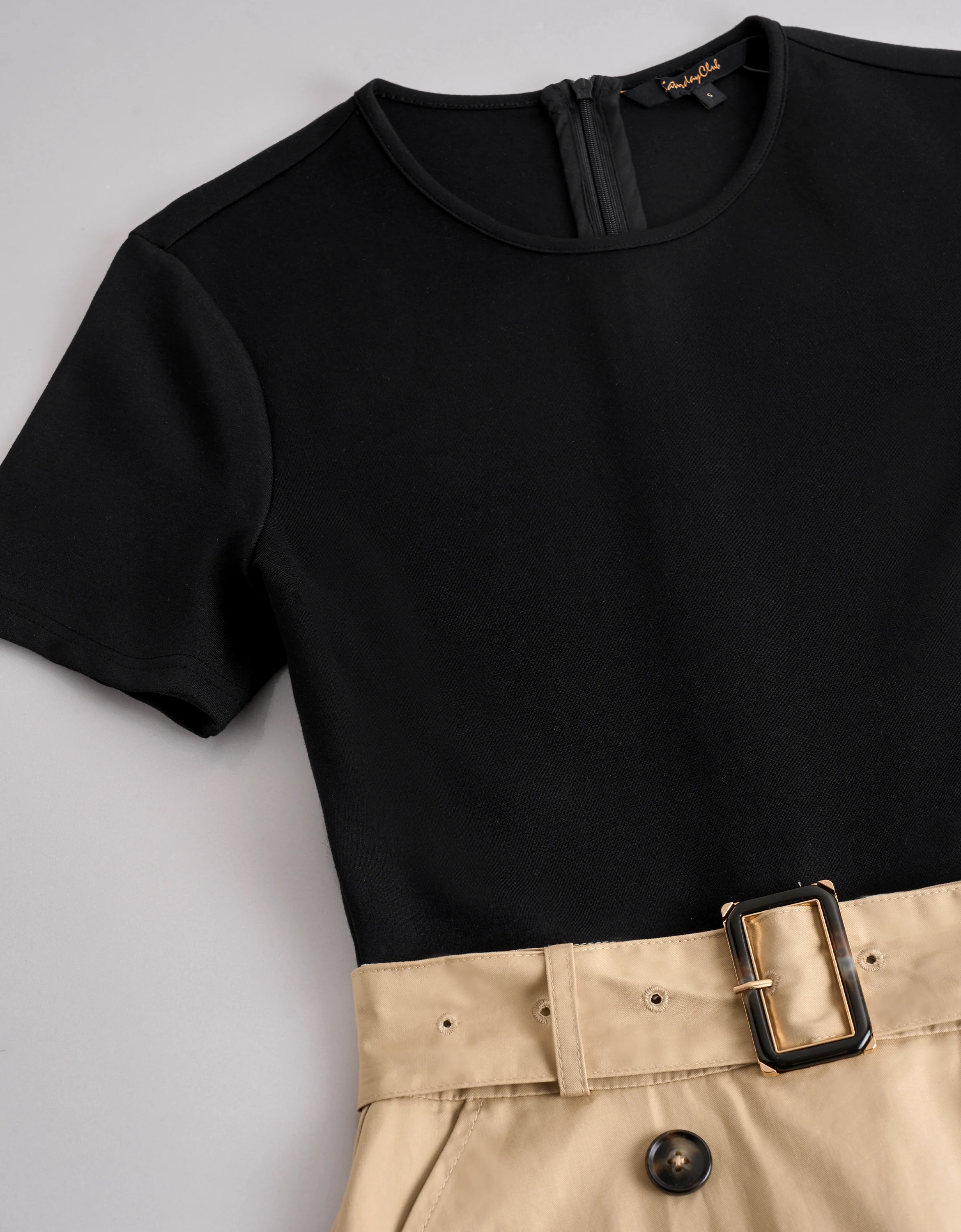 Colorblock Double-breasted Short Sleeve Dress - Image 5