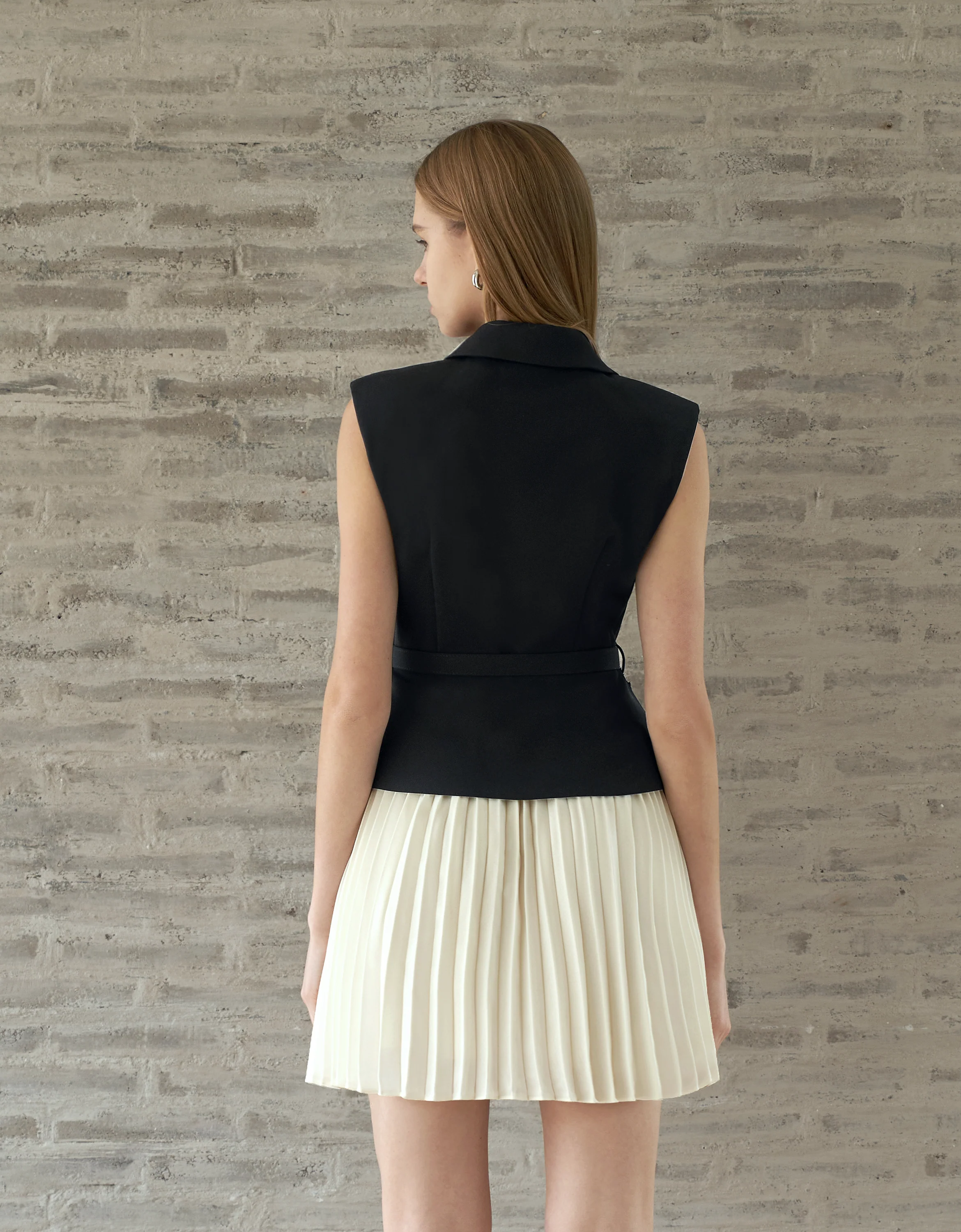 Colorblock Pleated Skirt Suit Dress - Image 4