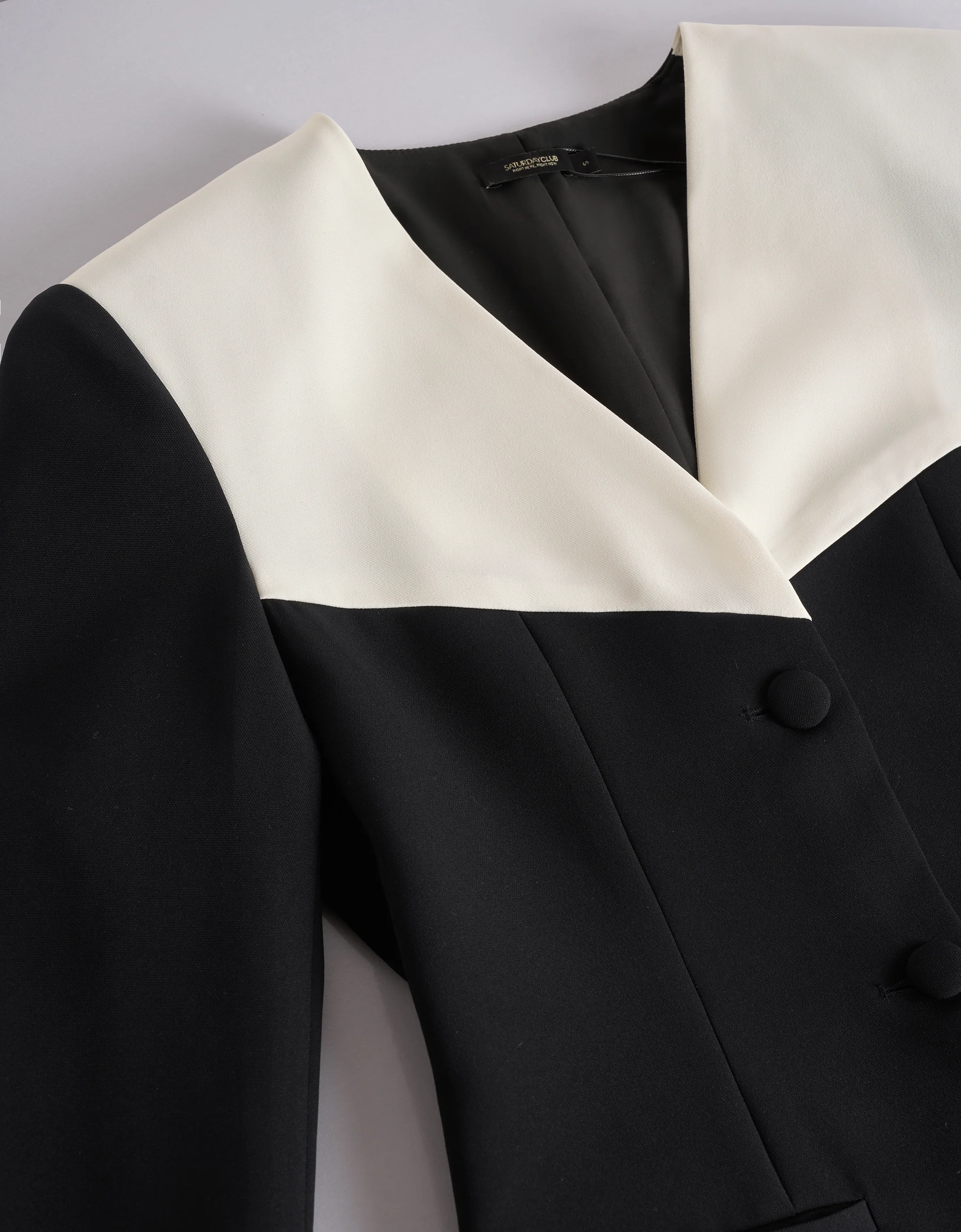 Colorblock V-neck Fitted Suit Dress - Image 4