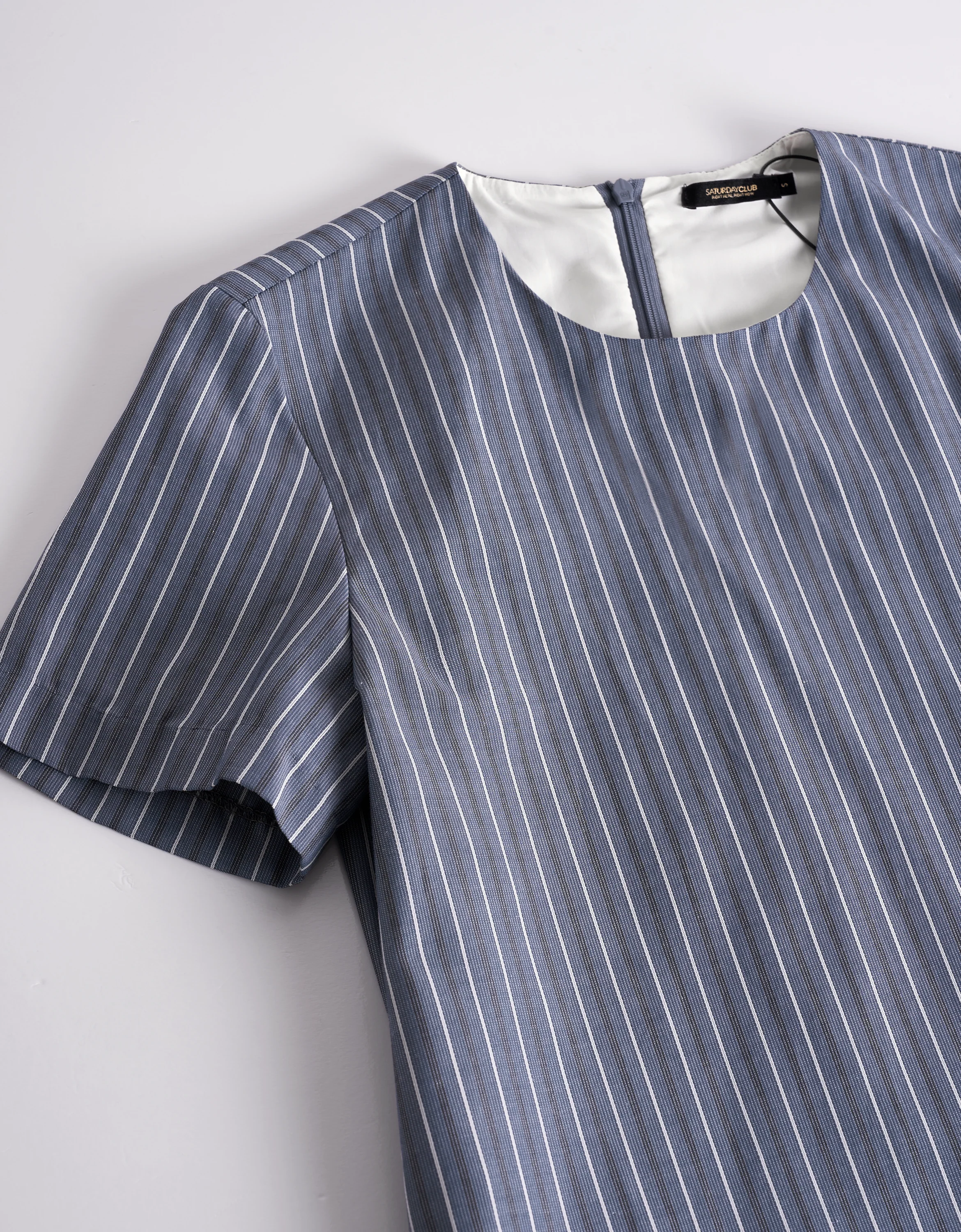Contrast Trim Ruffled Hem Striped Dress - Image 6