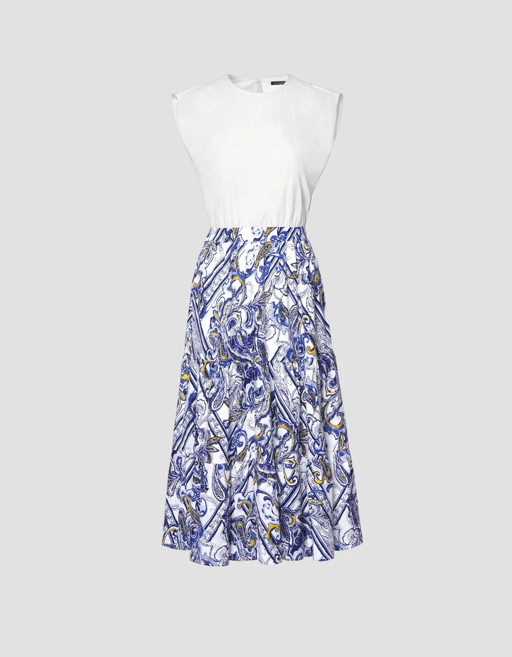 Contrast Bodice Printed Bottom Dress - Image 4