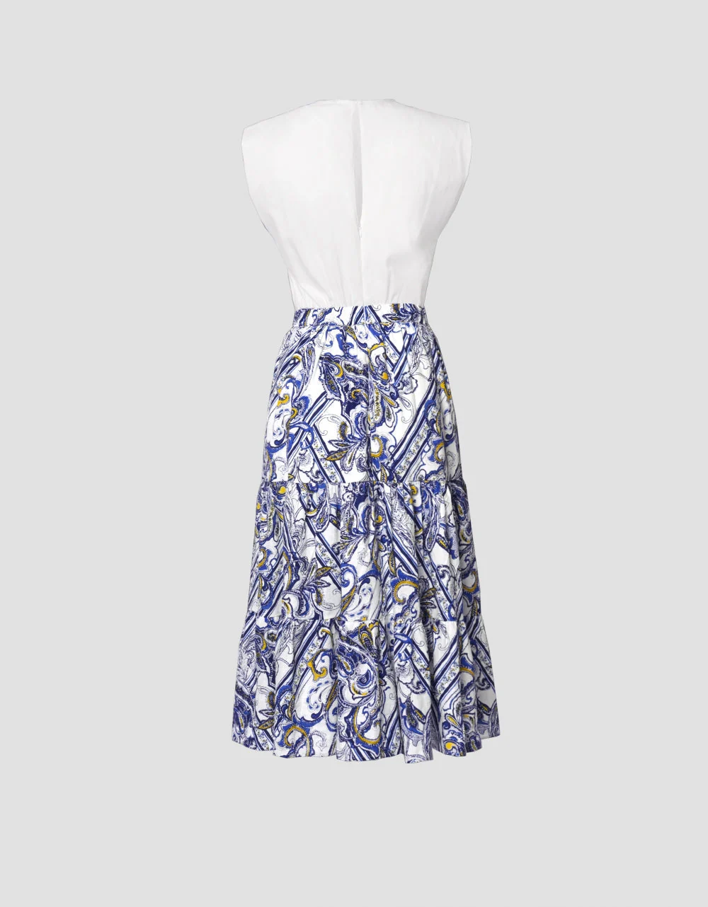 Contrast Bodice Printed Bottom Dress - Image 5