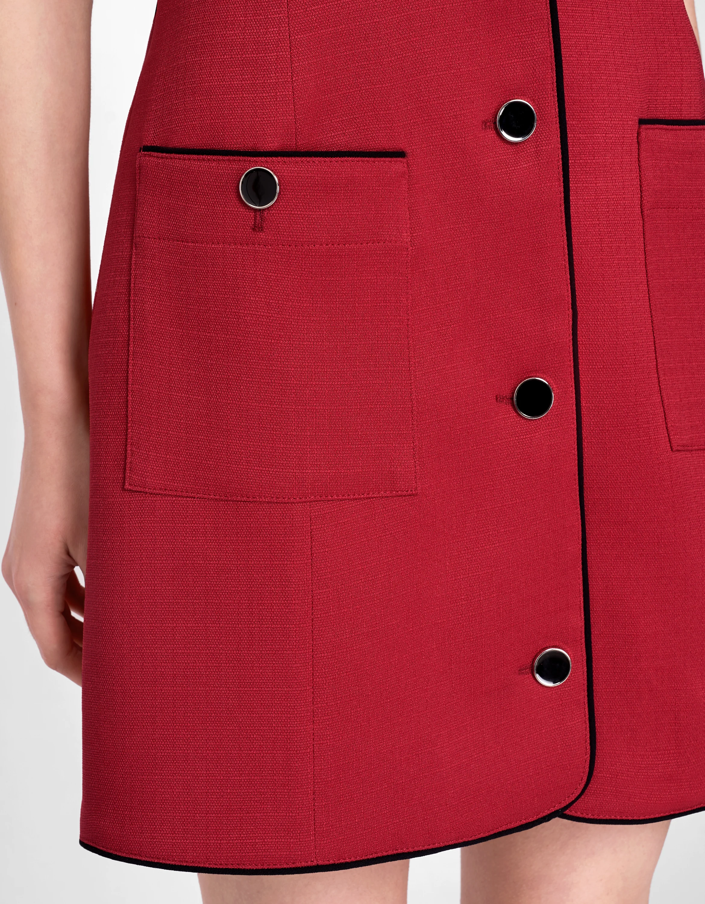 Contrast Collar Button Up Tweed Dress - Image 15