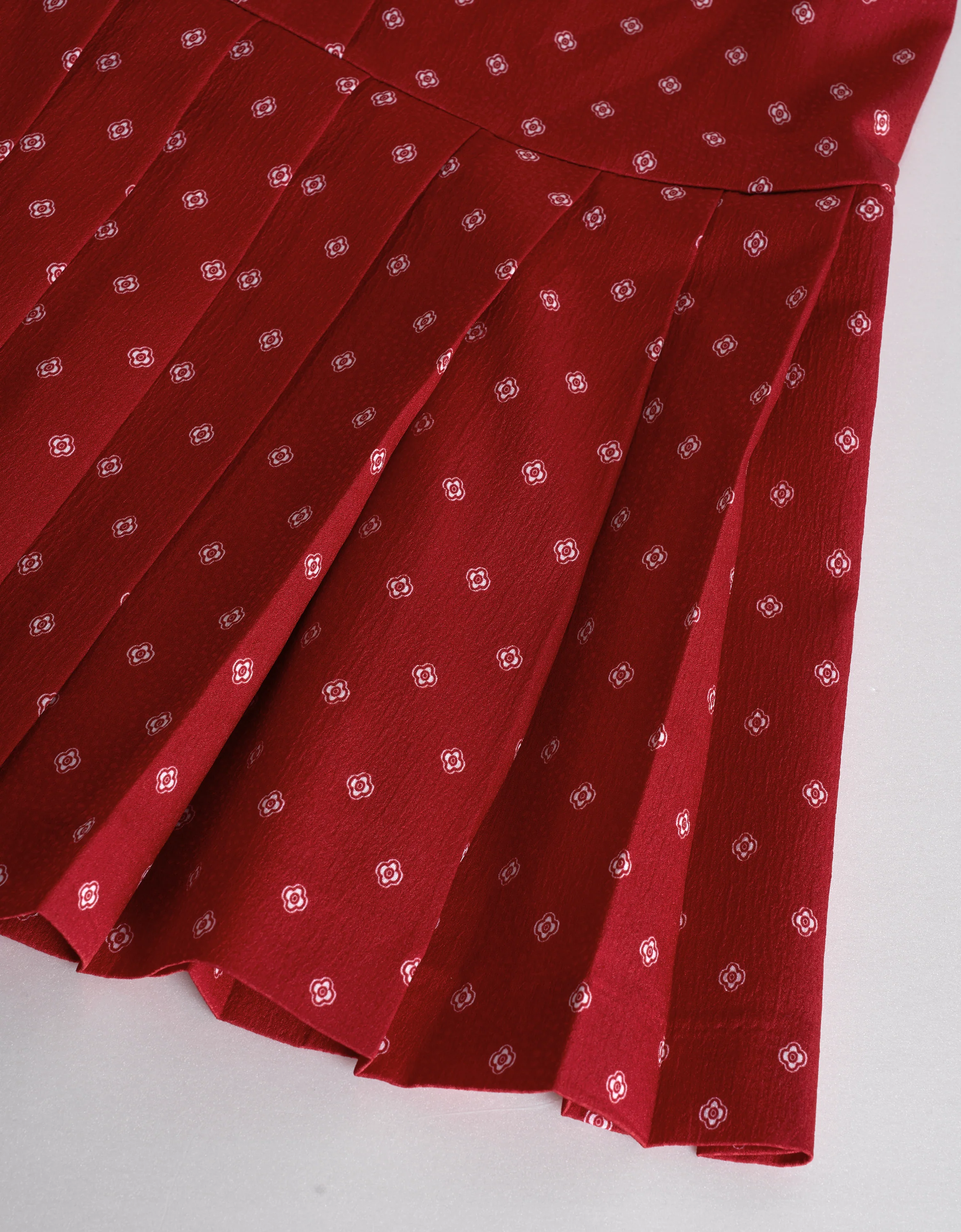 Contrast Collar Pleated Hem Printed Dress - Image 6