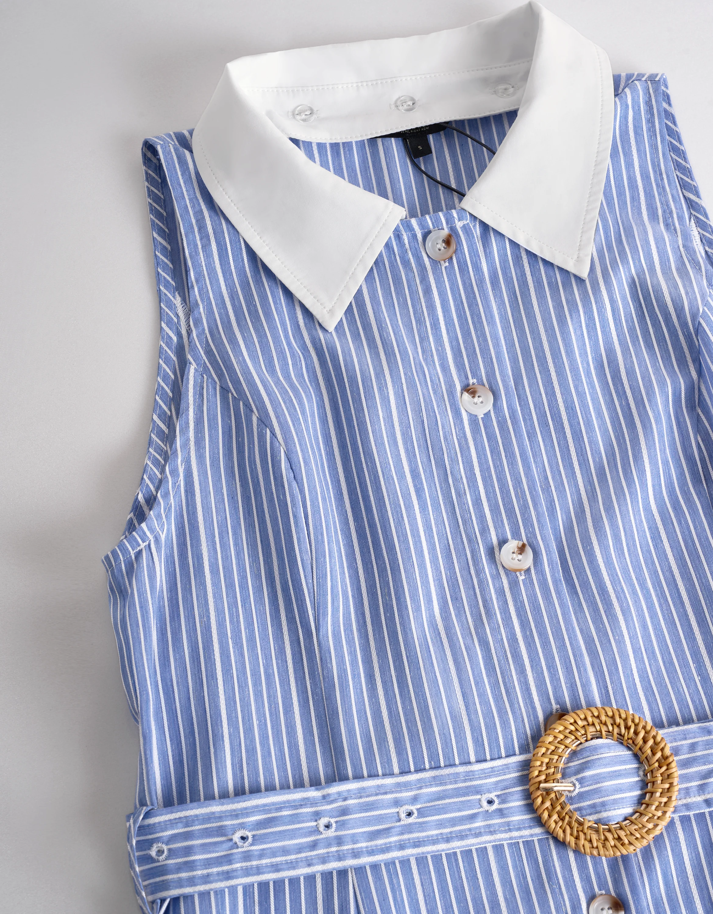 Contrast Collar Striped Midi Dress - Image 7