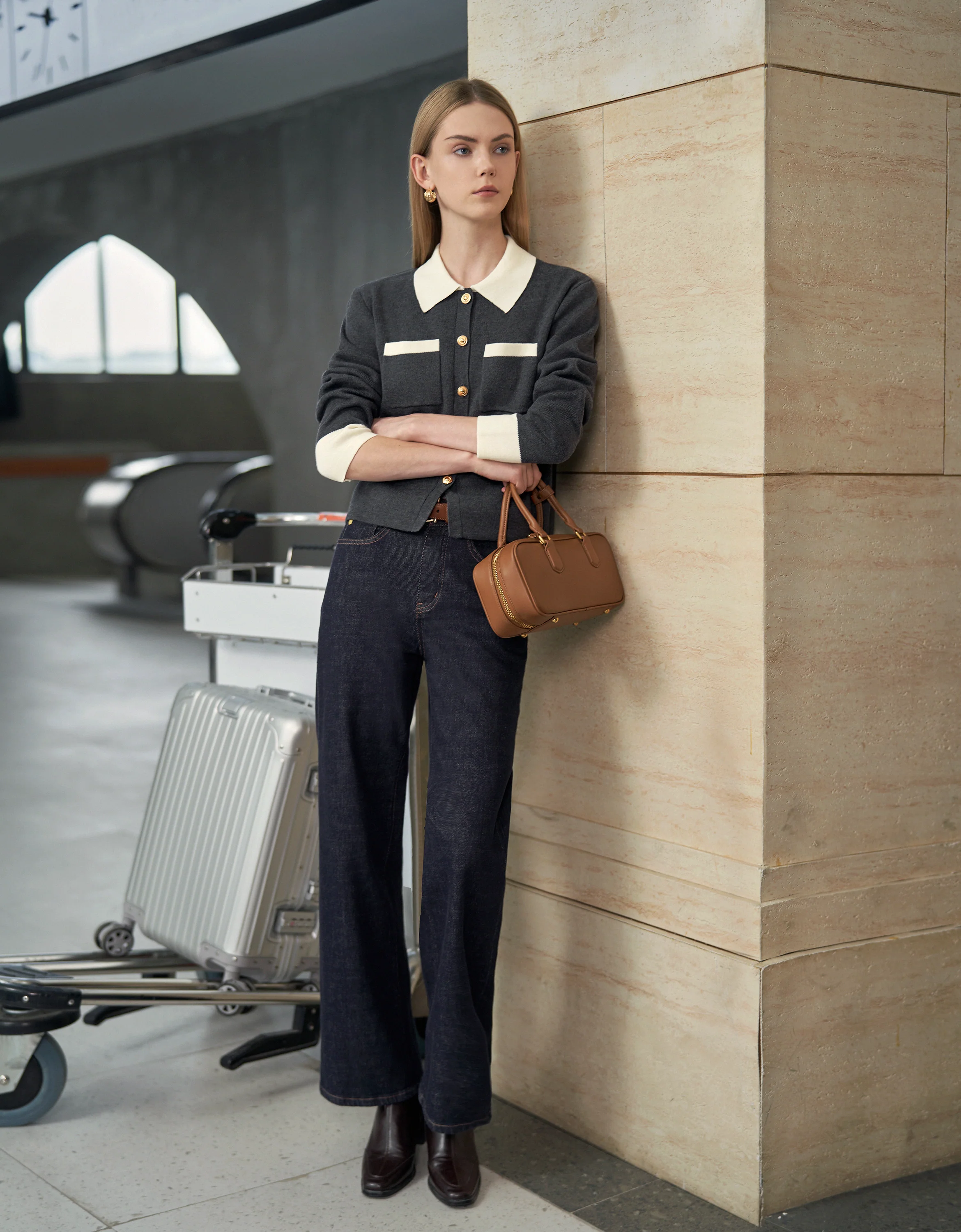 Contrast Detail Button Front Jacket - Image 3