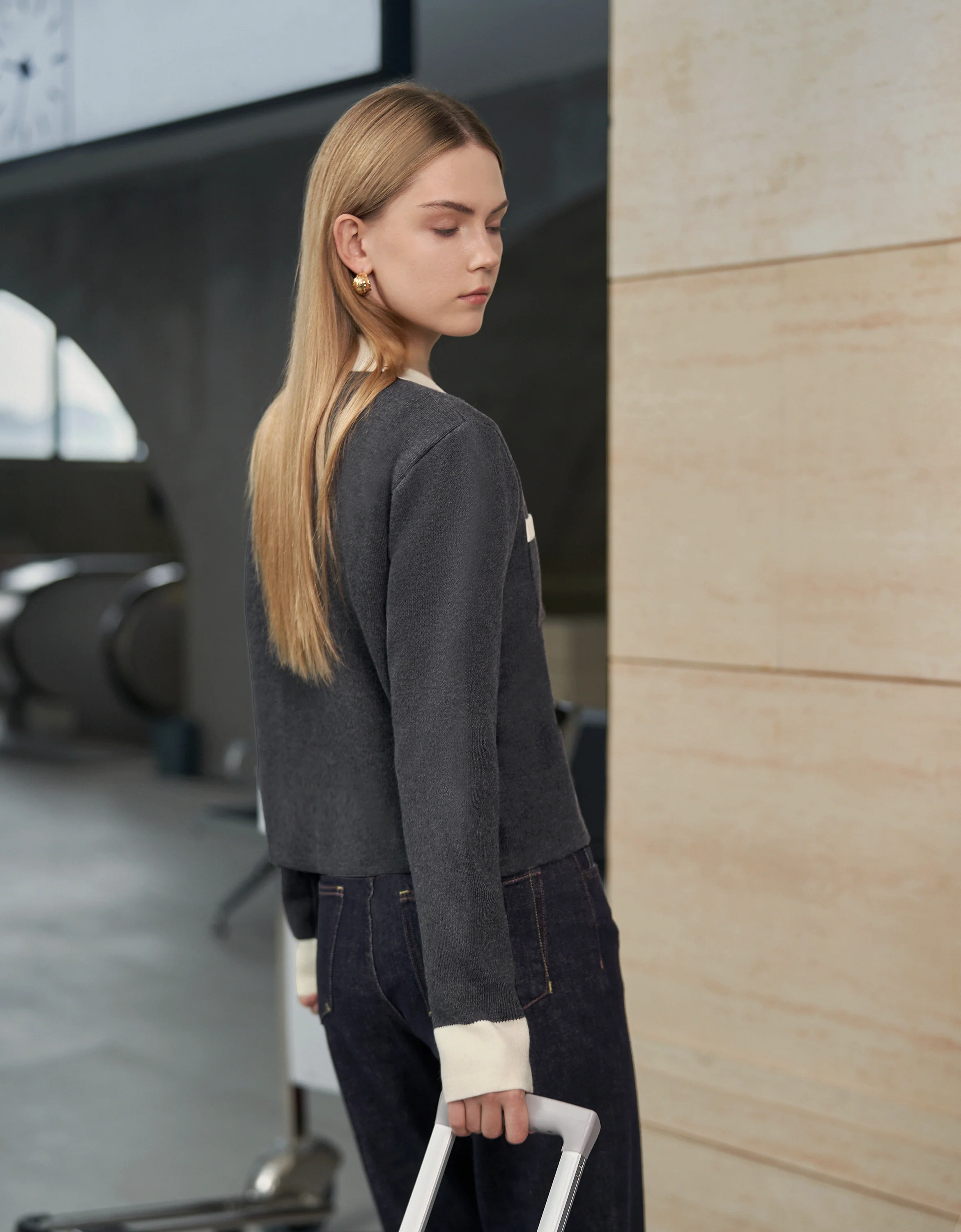 Contrast Detail Button Front Jacket - Image 6