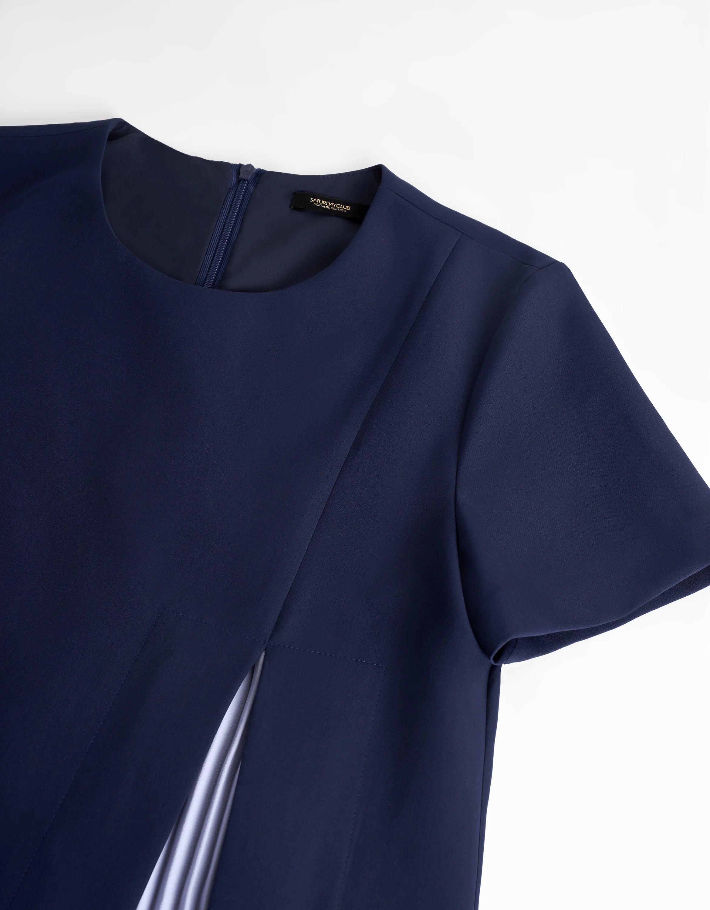 Contrast Pleated Panel Short Sleeve Dress - Image 6
