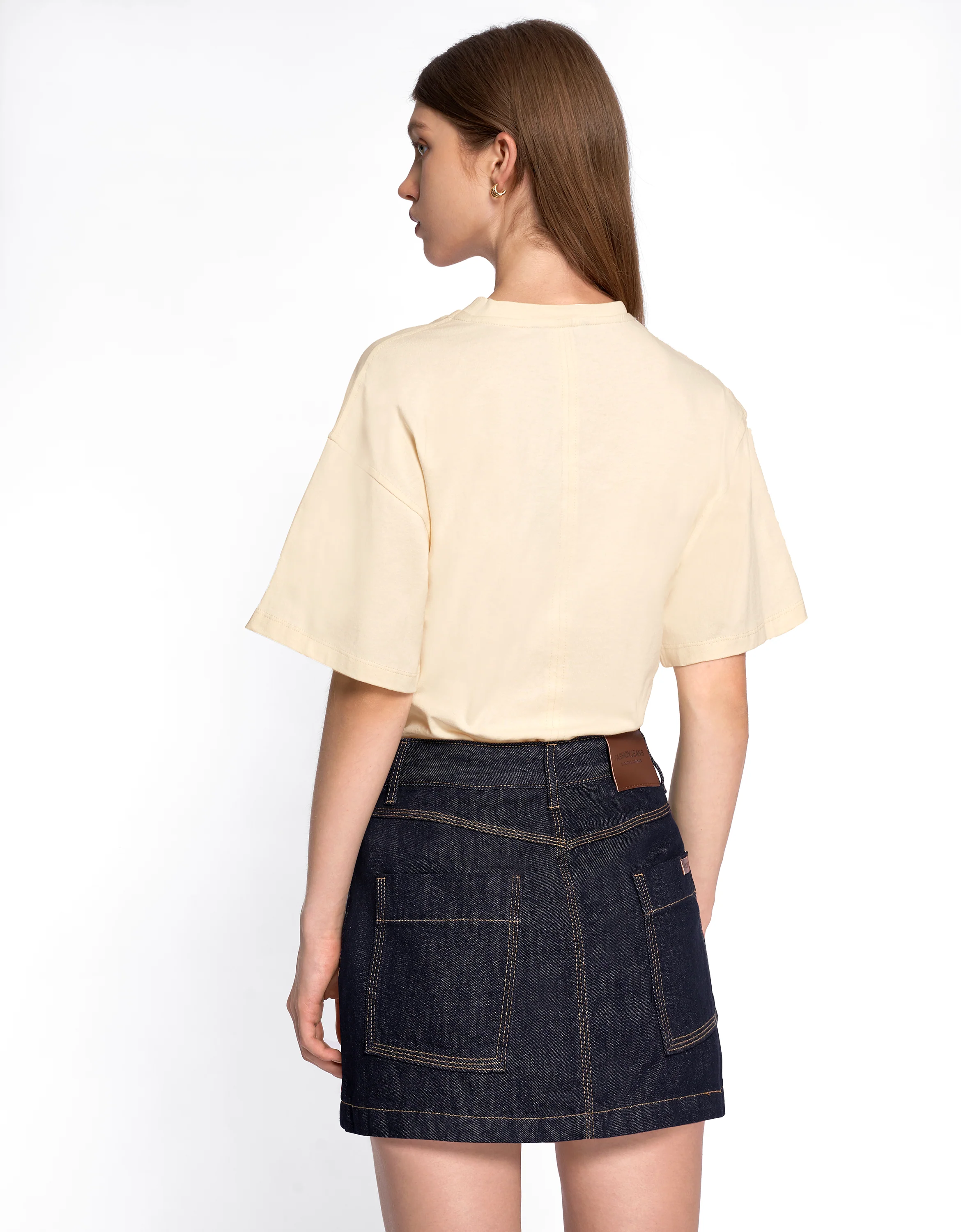Contrast Stitching Mini Denim Skirt - Image 3