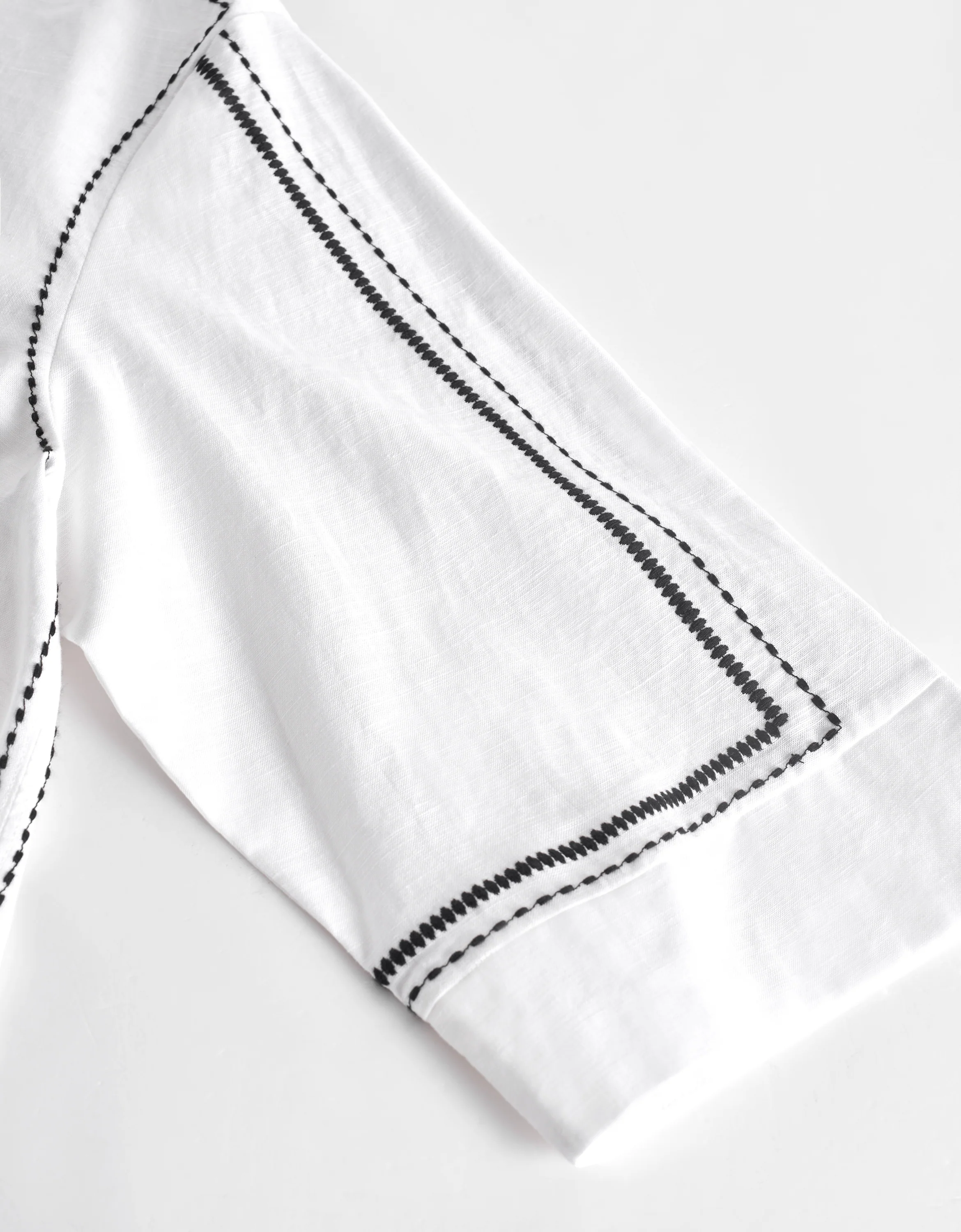 Contrast Topstitch Asymmetric Long Sleeve Shirt - Image 10