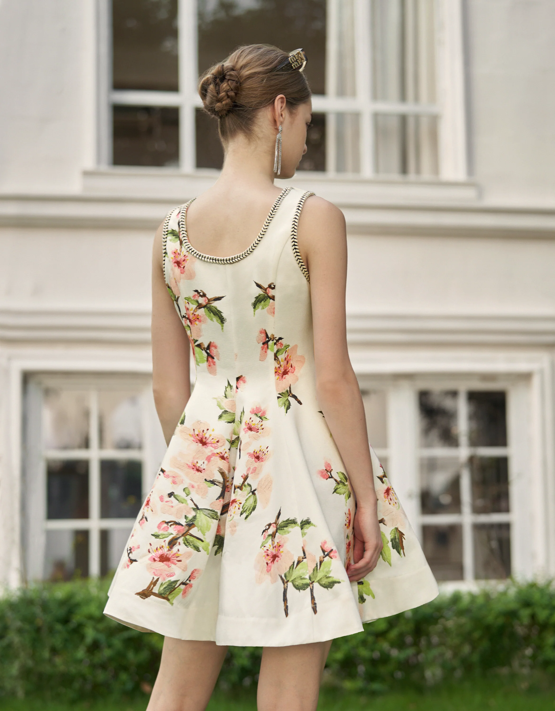 Contrast Trim A-line Floral Dress - Image 6
