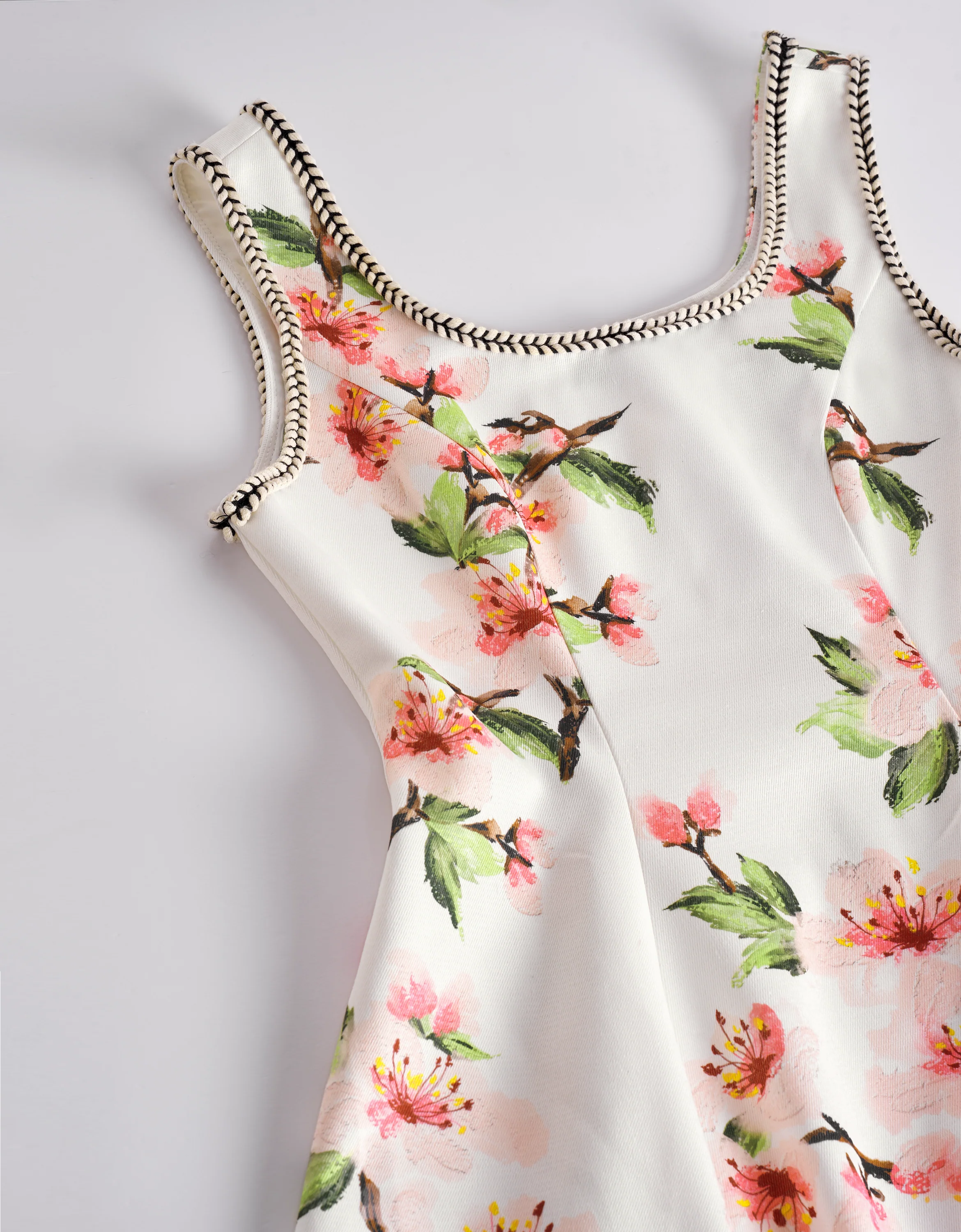 Contrast Trim A-line Floral Dress - Image 8
