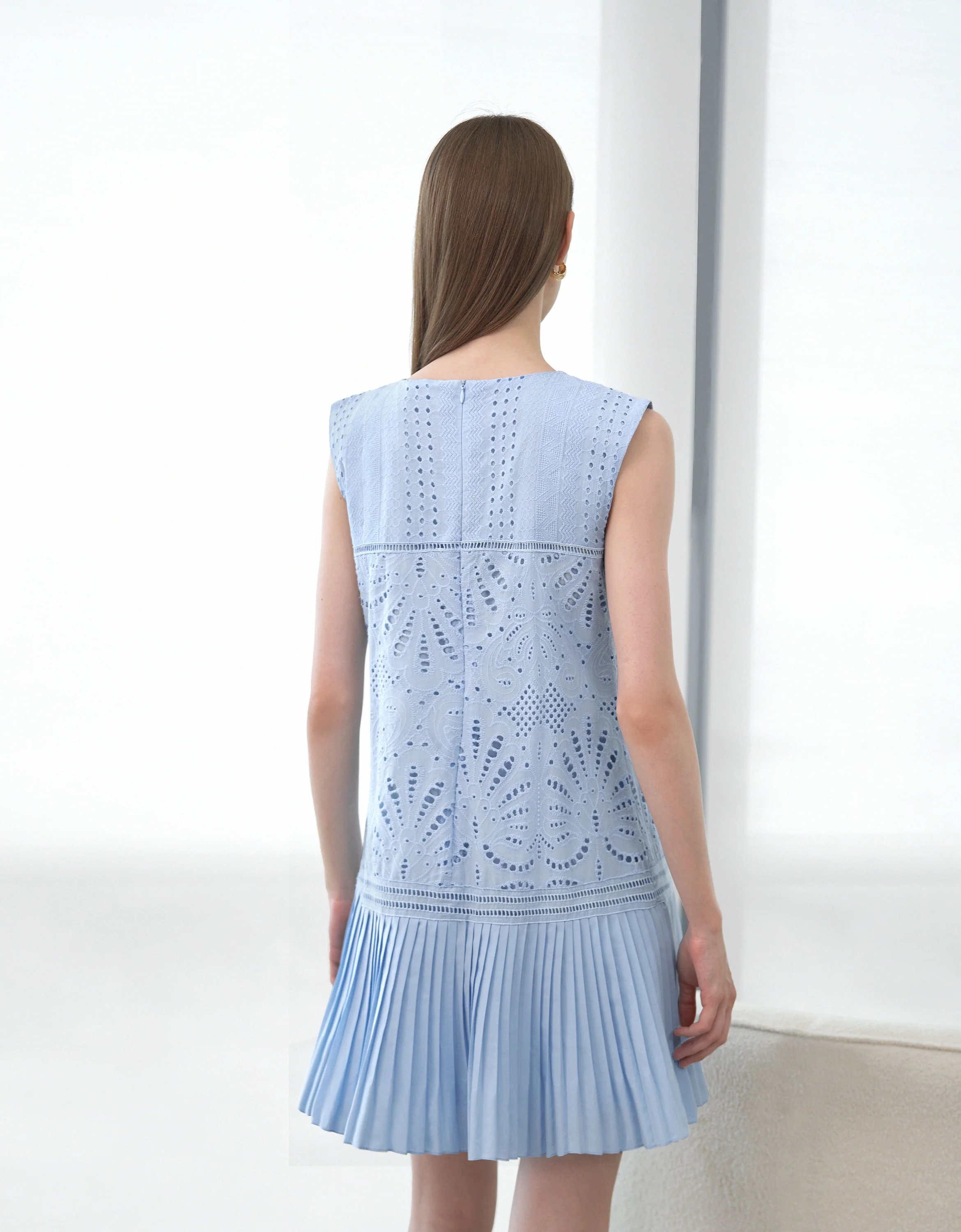 Cutwork Embroidery Pleated Dress - Image 18