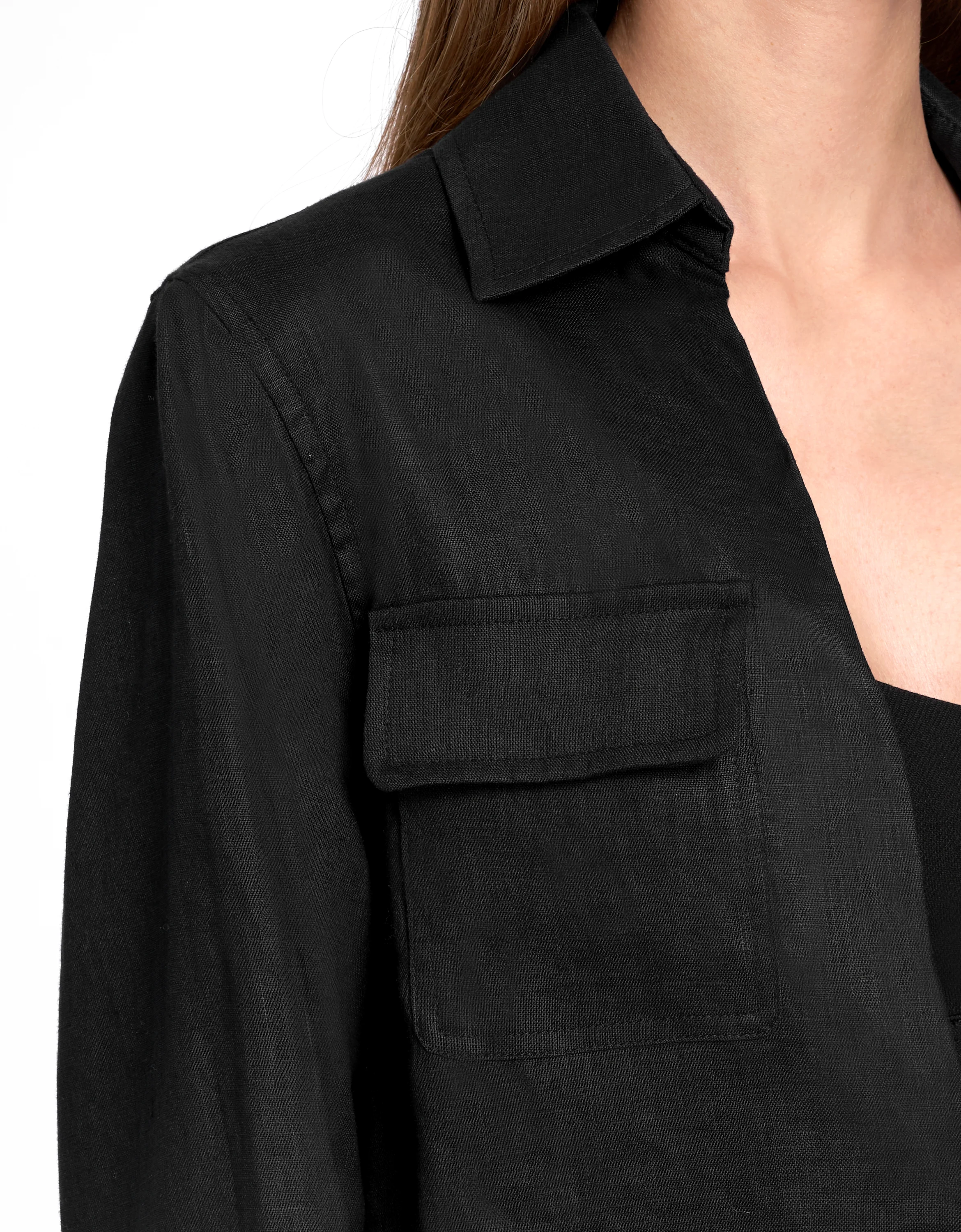Deep V-neck Long Sleeve Shirt - Image 12