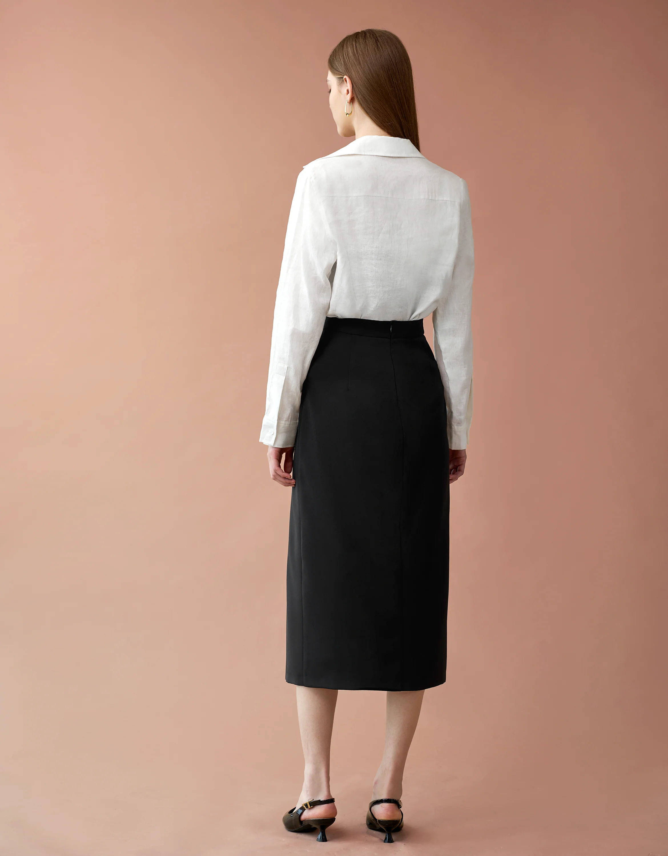 Deep V-neck Long Sleeve Shirt - Image 3